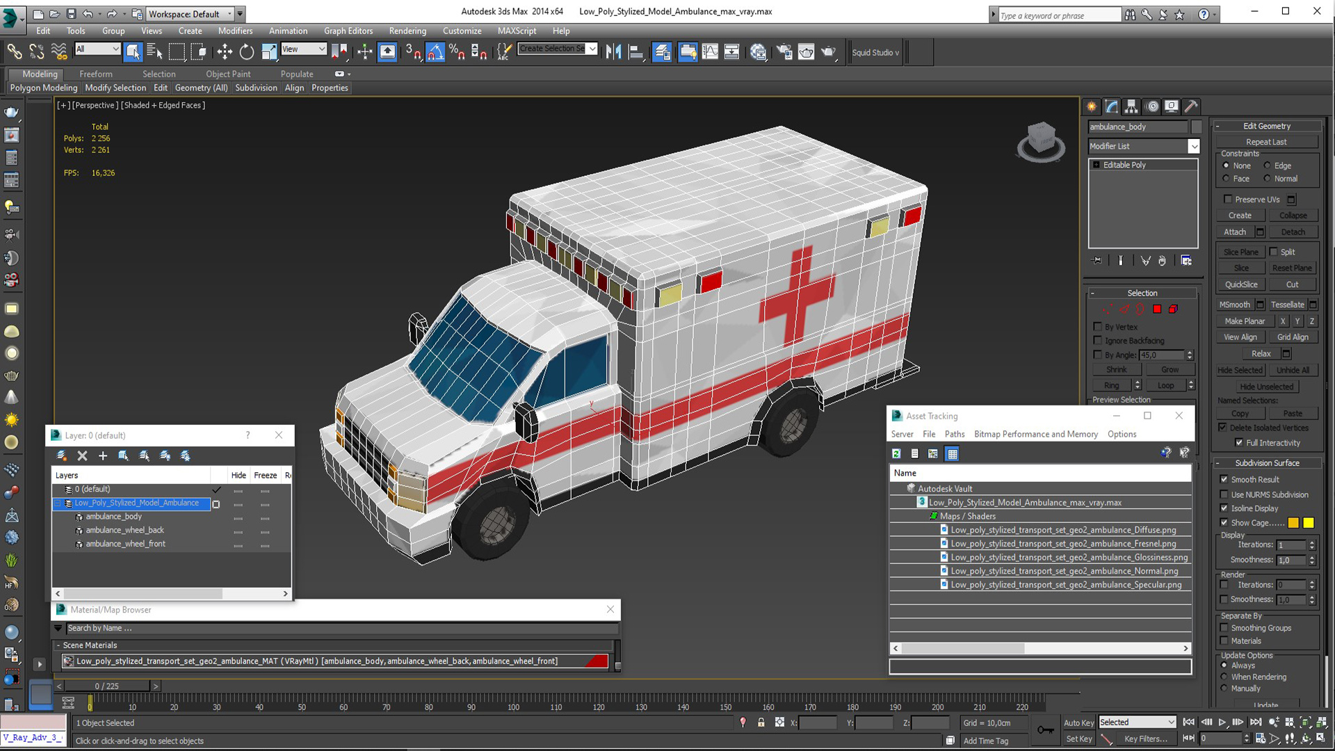 3D Low Poly Stylized Model Ambulance model