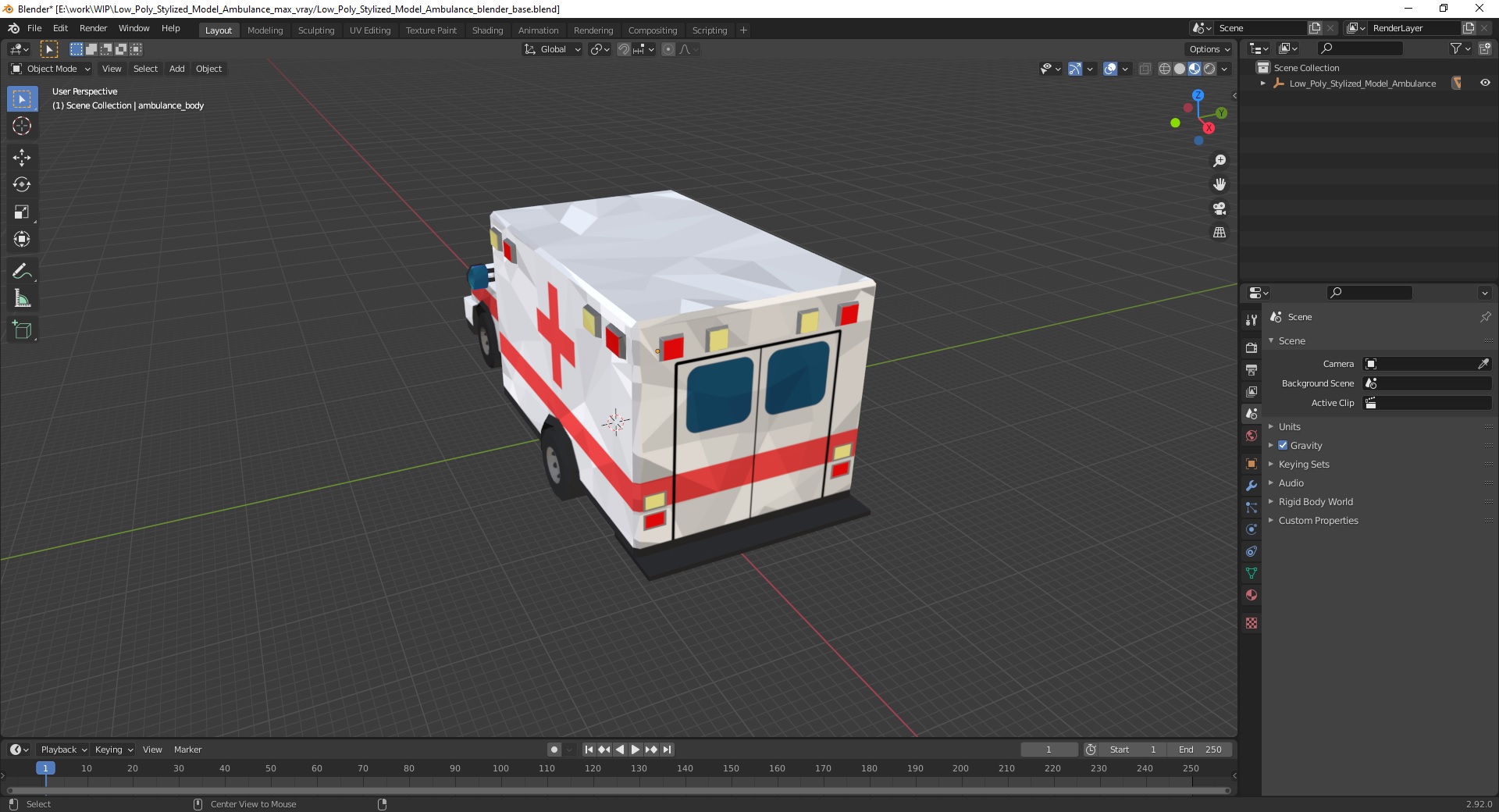 3D Low Poly Stylized Model Ambulance model