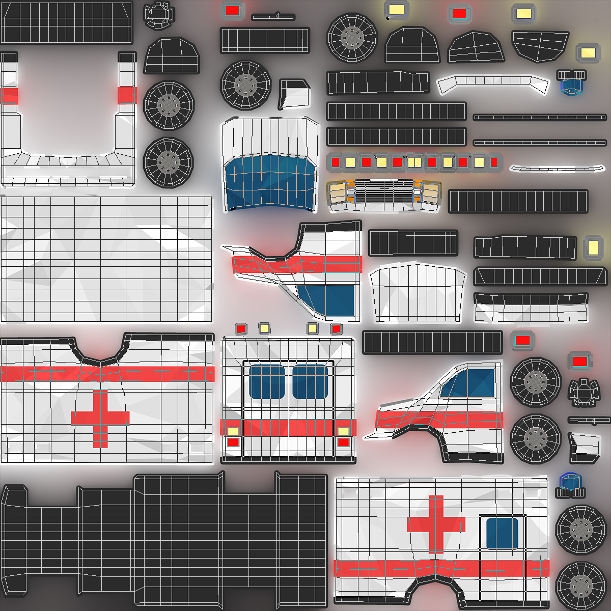 3D Low Poly Stylized Model Ambulance model
