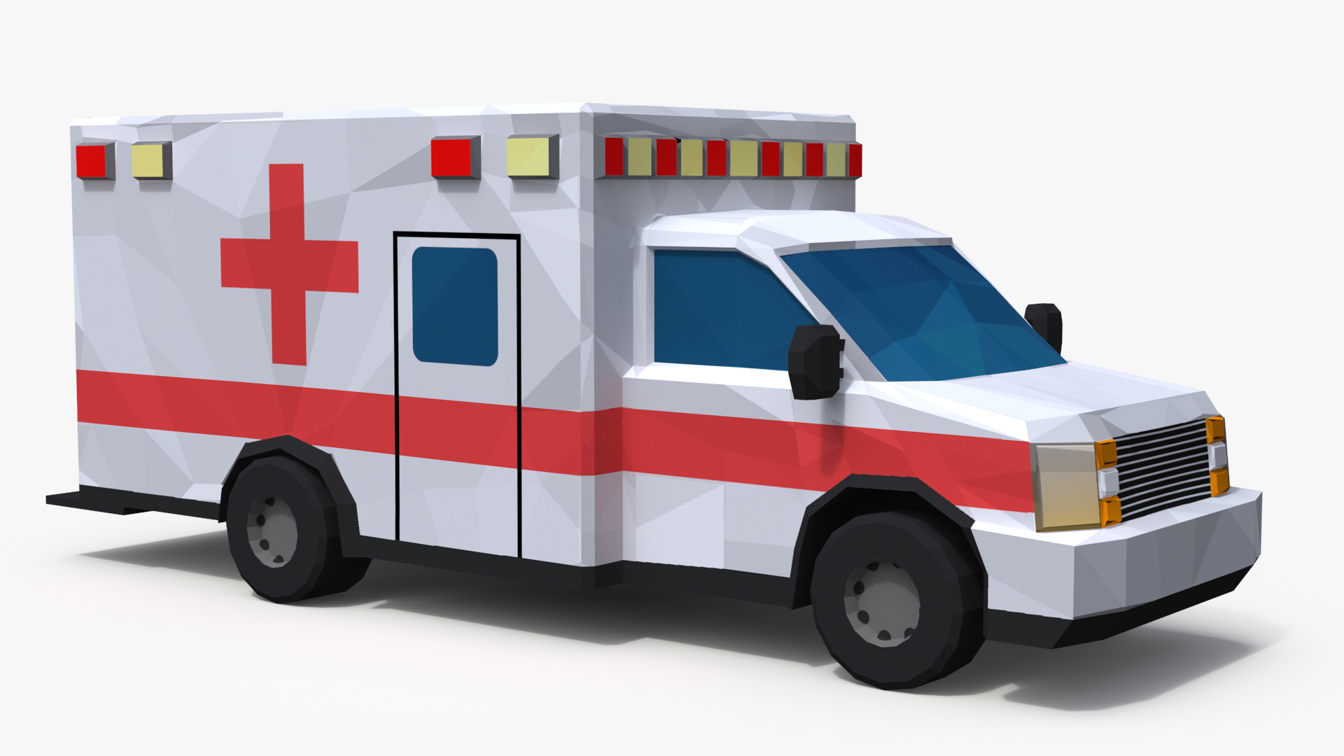 3D Low Poly Stylized Model Ambulance model