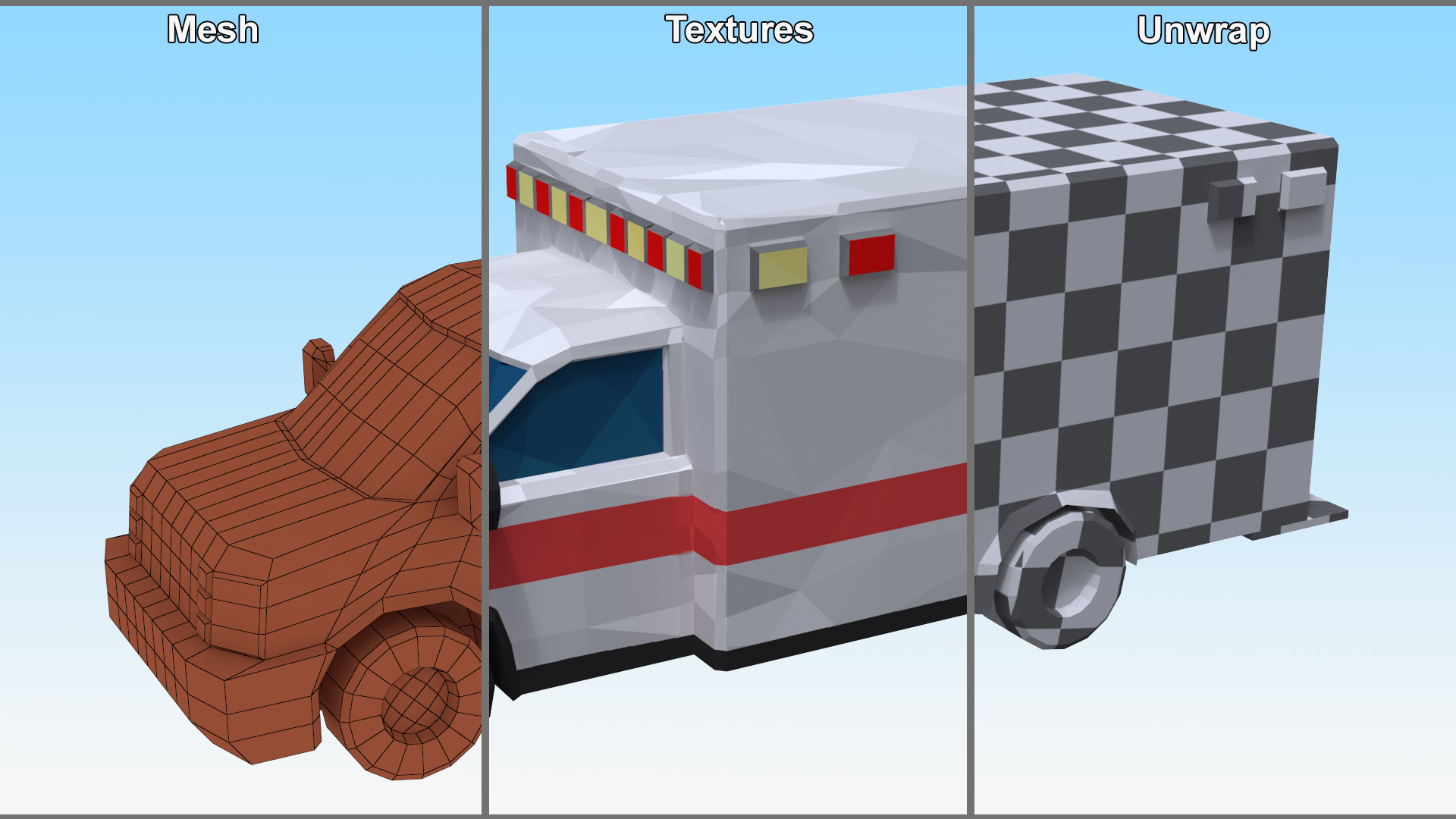 3D Low Poly Stylized Model Ambulance model