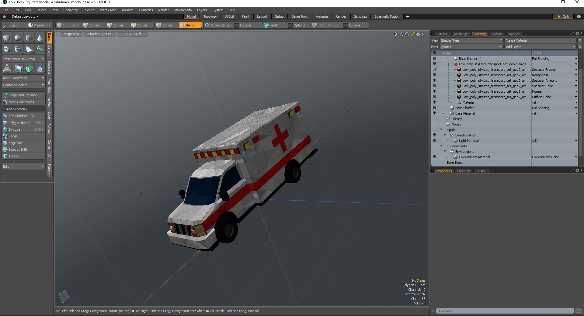3D Low Poly Stylized Model Ambulance model