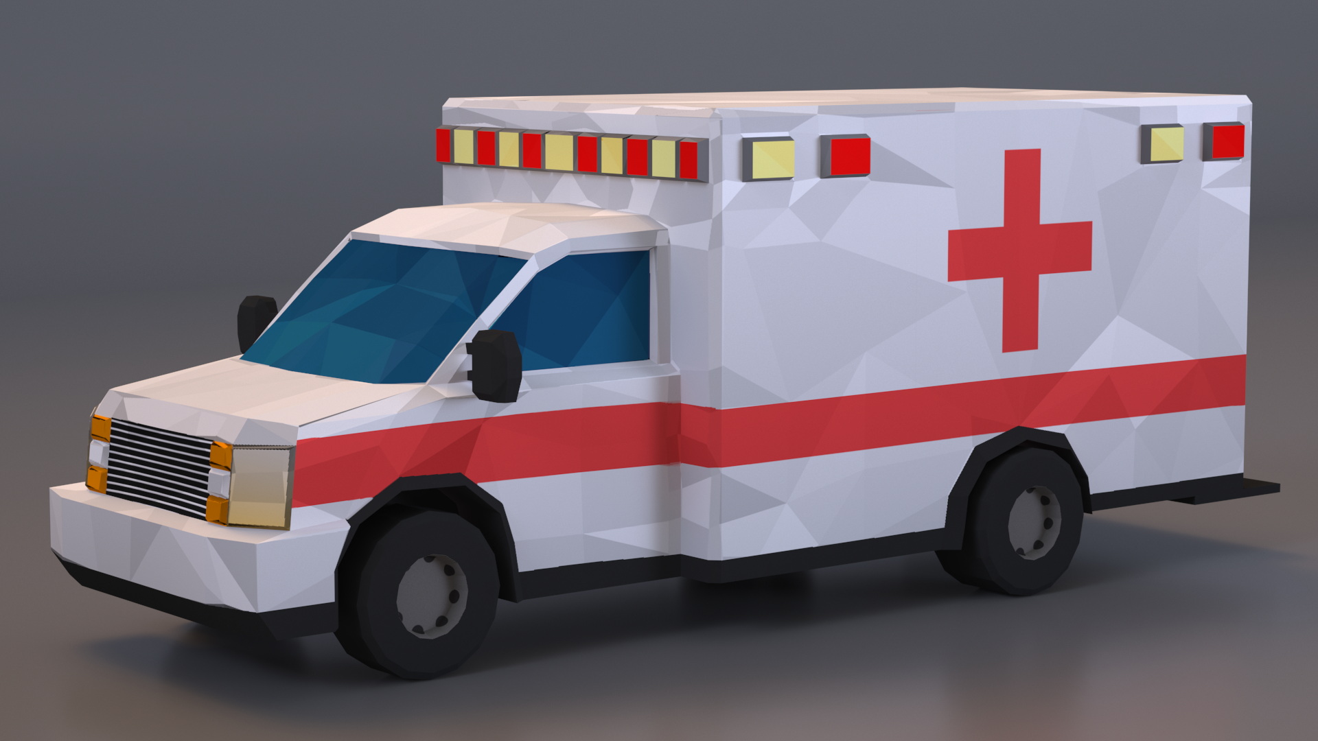 3D Low Poly Stylized Model Ambulance model