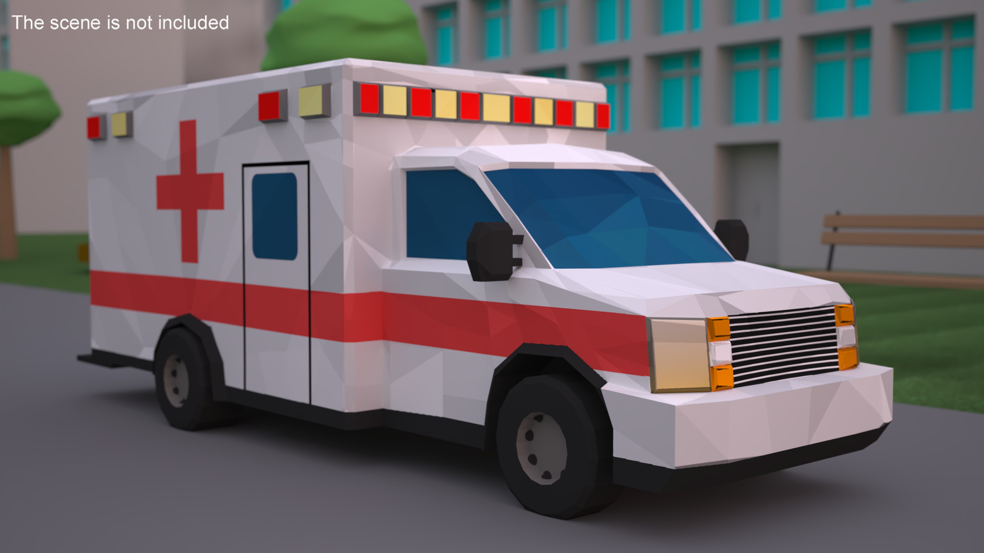 3D Low Poly Stylized Model Ambulance model