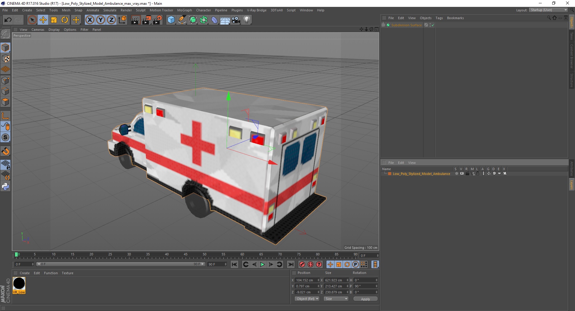 3D Low Poly Stylized Model Ambulance model