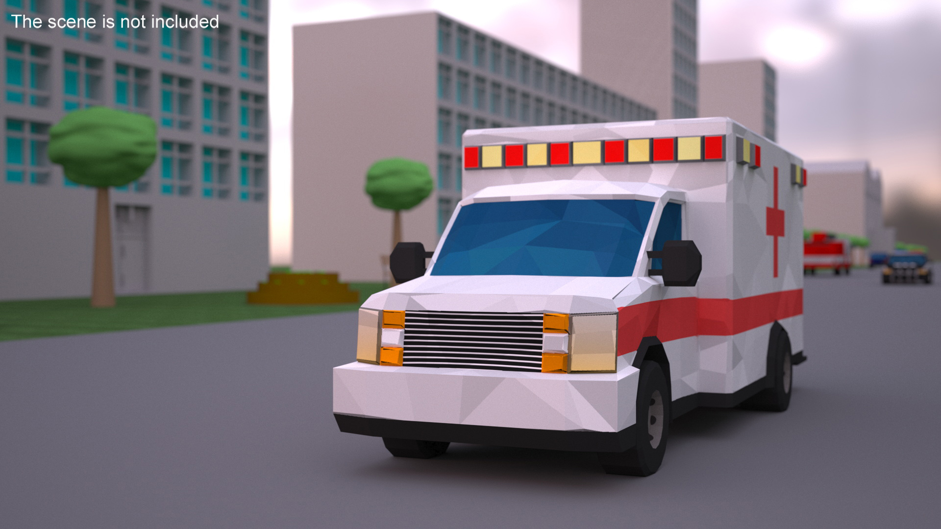 3D Low Poly Stylized Model Ambulance model