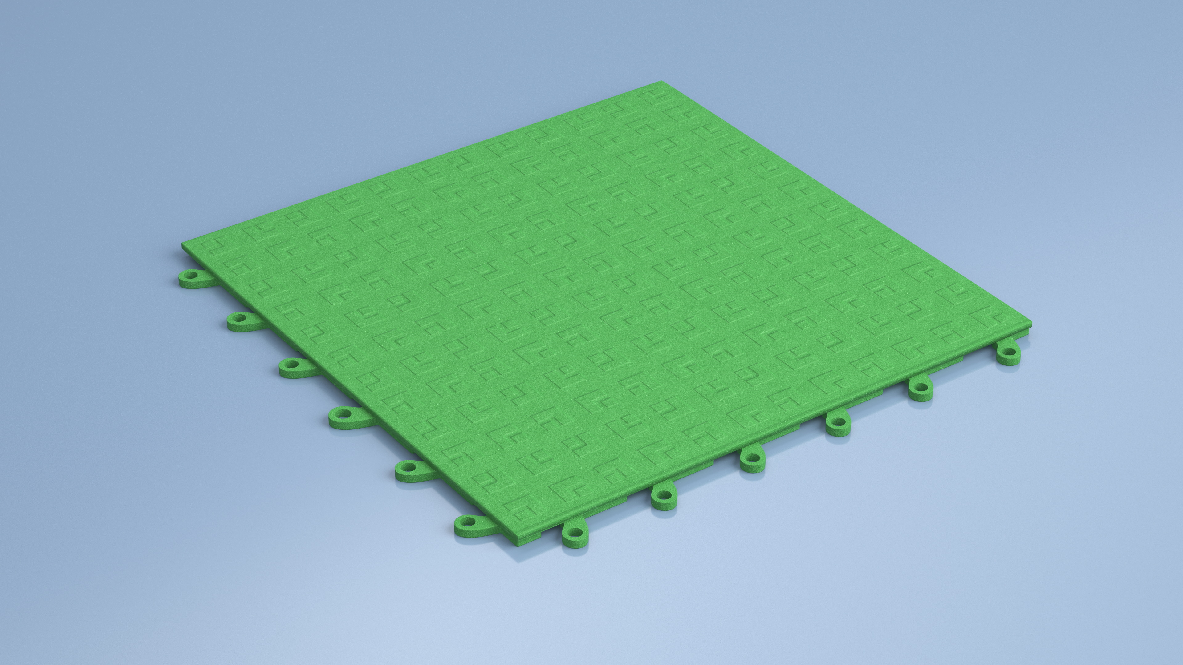 Interlocking Floor Mat Piece Green 3D model