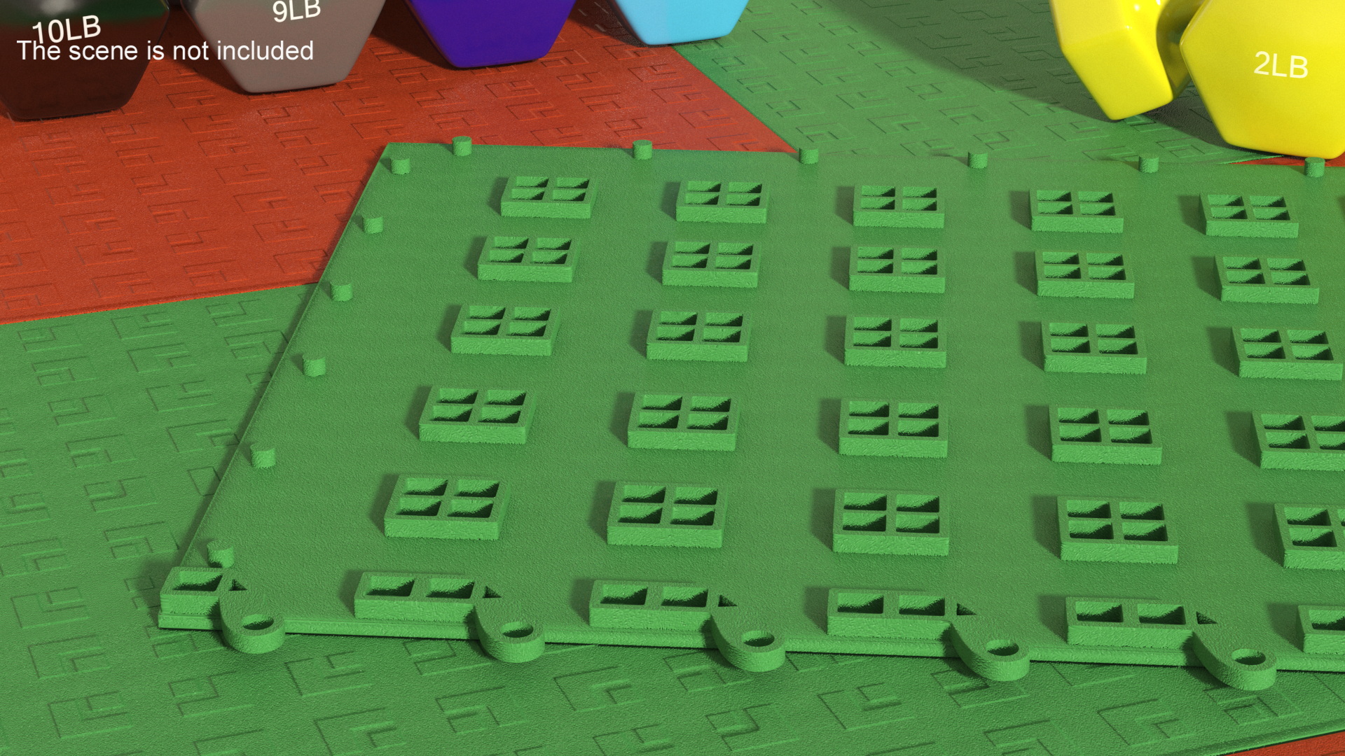 Interlocking Floor Mat Piece Green 3D model