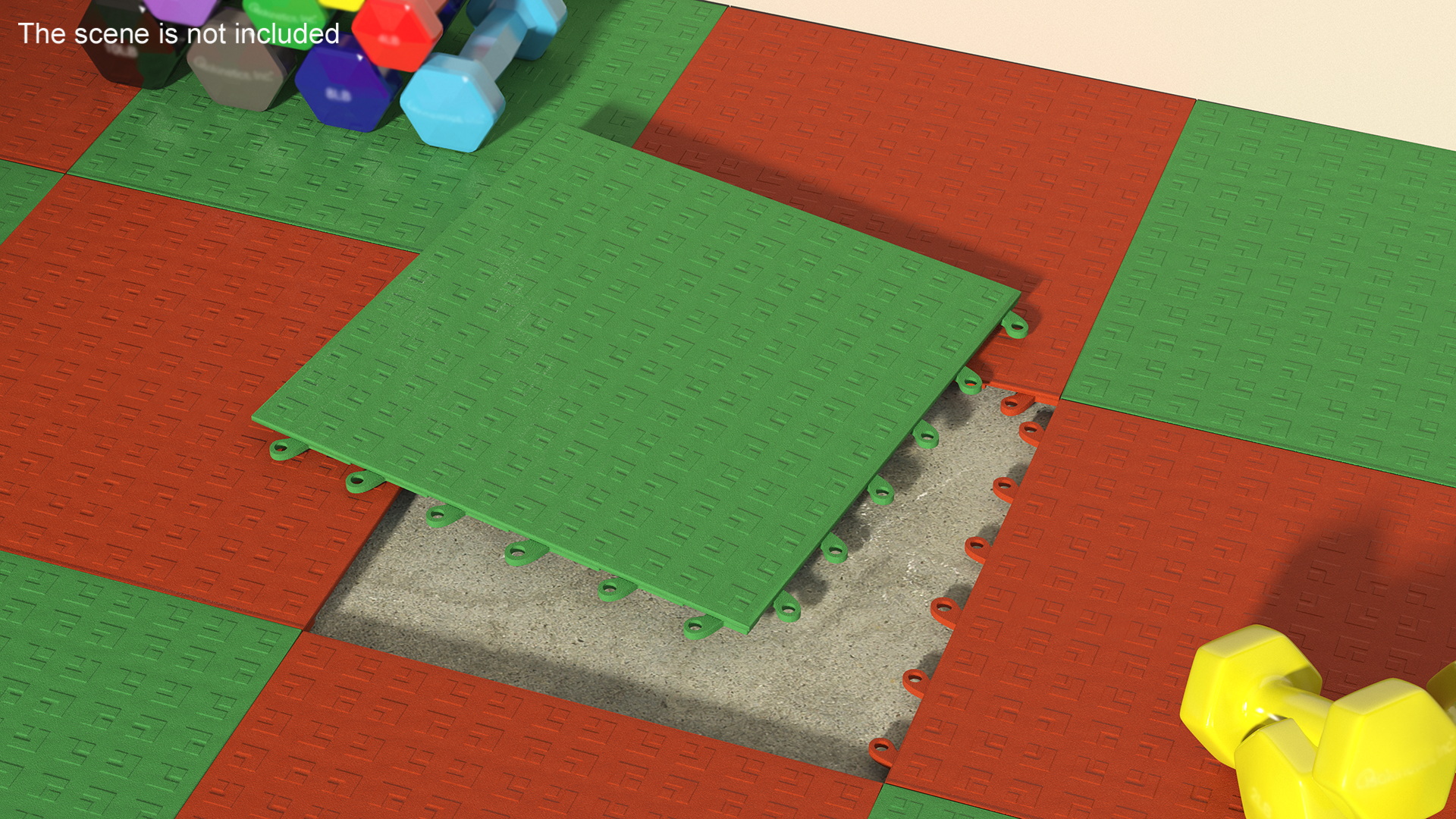 Interlocking Floor Mat Piece Green 3D model