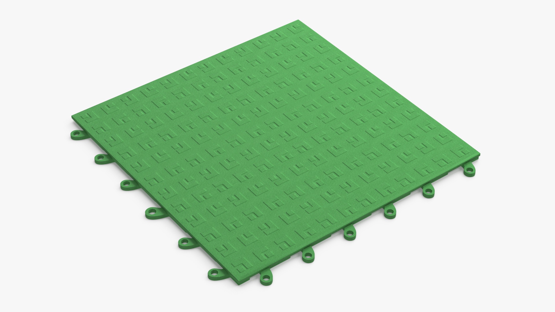 Interlocking Floor Mat Piece Green 3D model