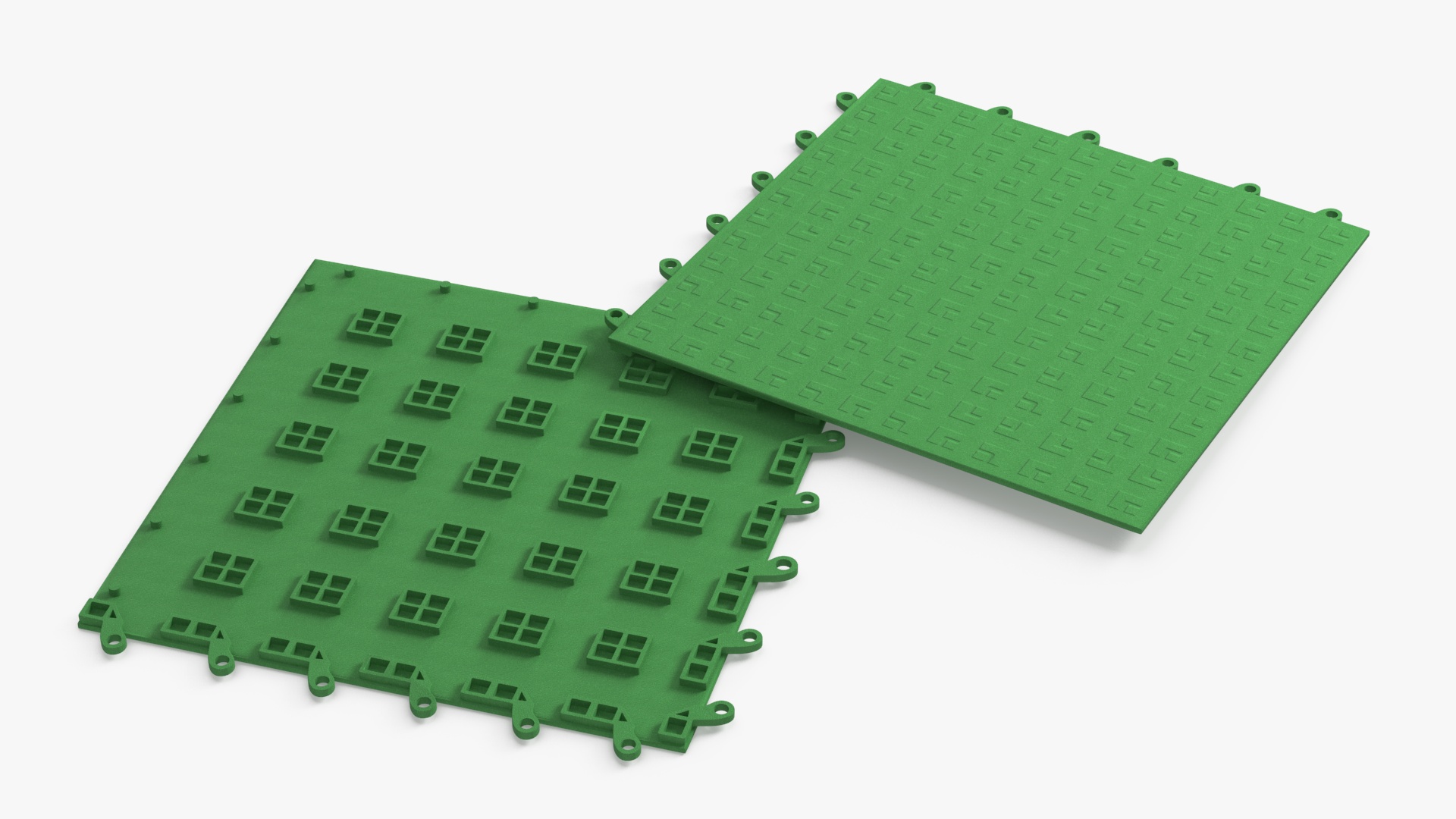 Interlocking Floor Mat Piece Green 3D model