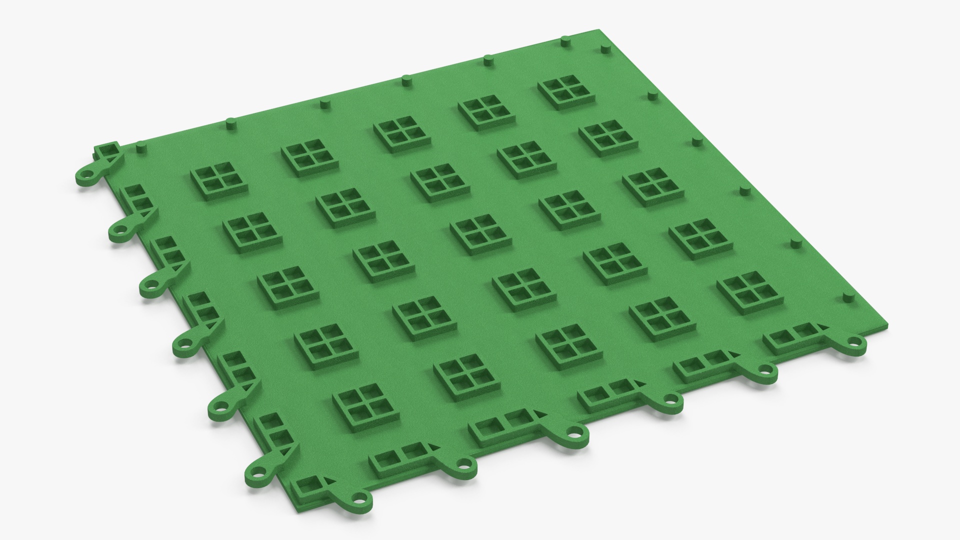 Interlocking Floor Mat Piece Green 3D model