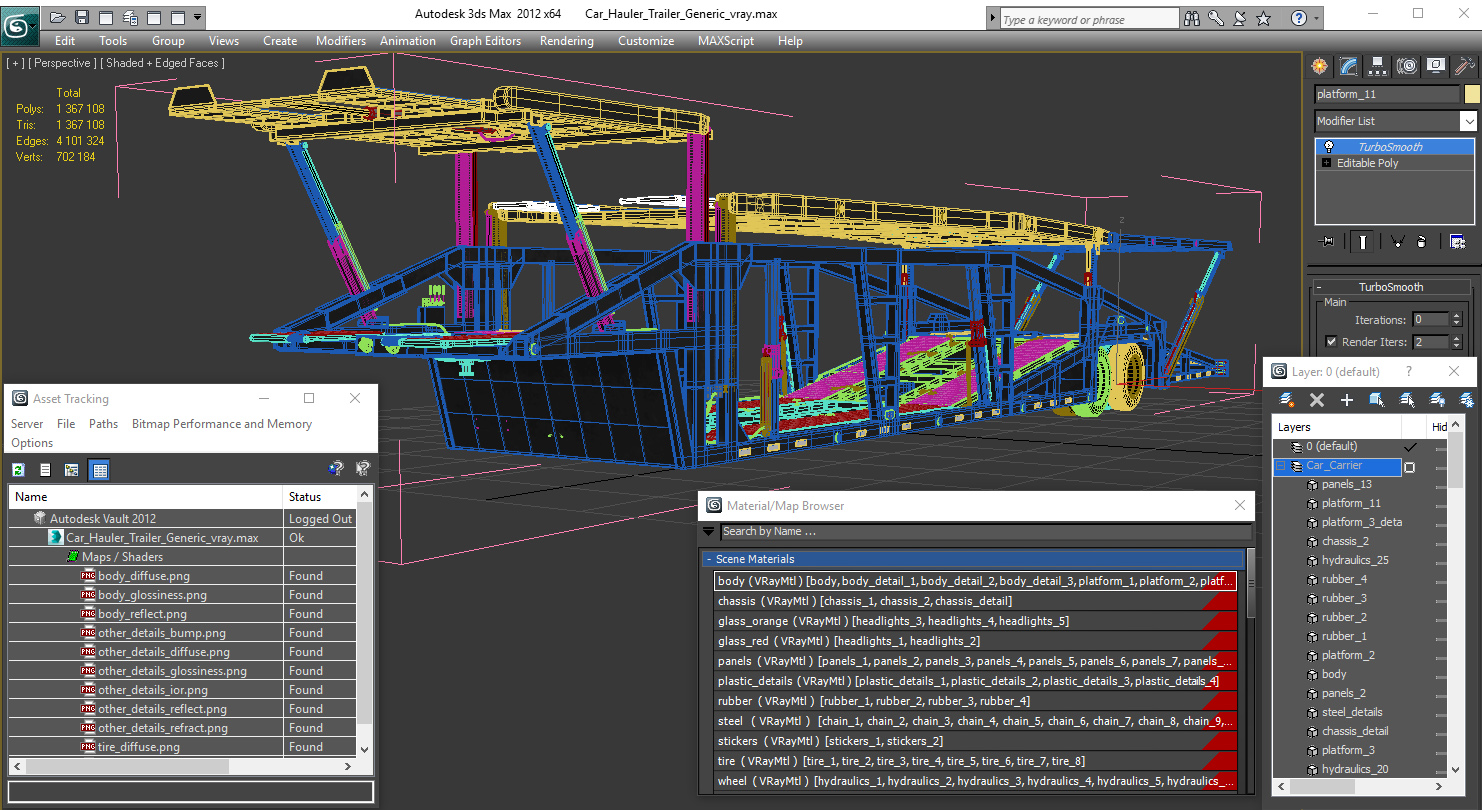 3D Car Hauler Trailer Generic