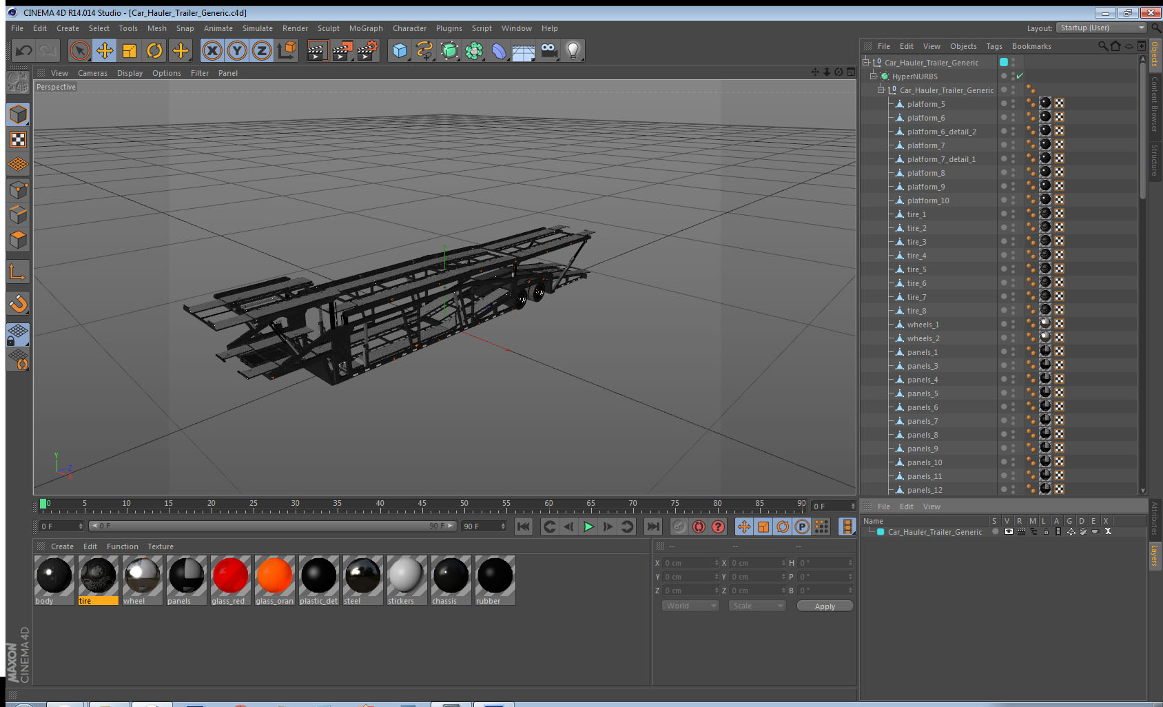 3D Car Hauler Trailer Generic