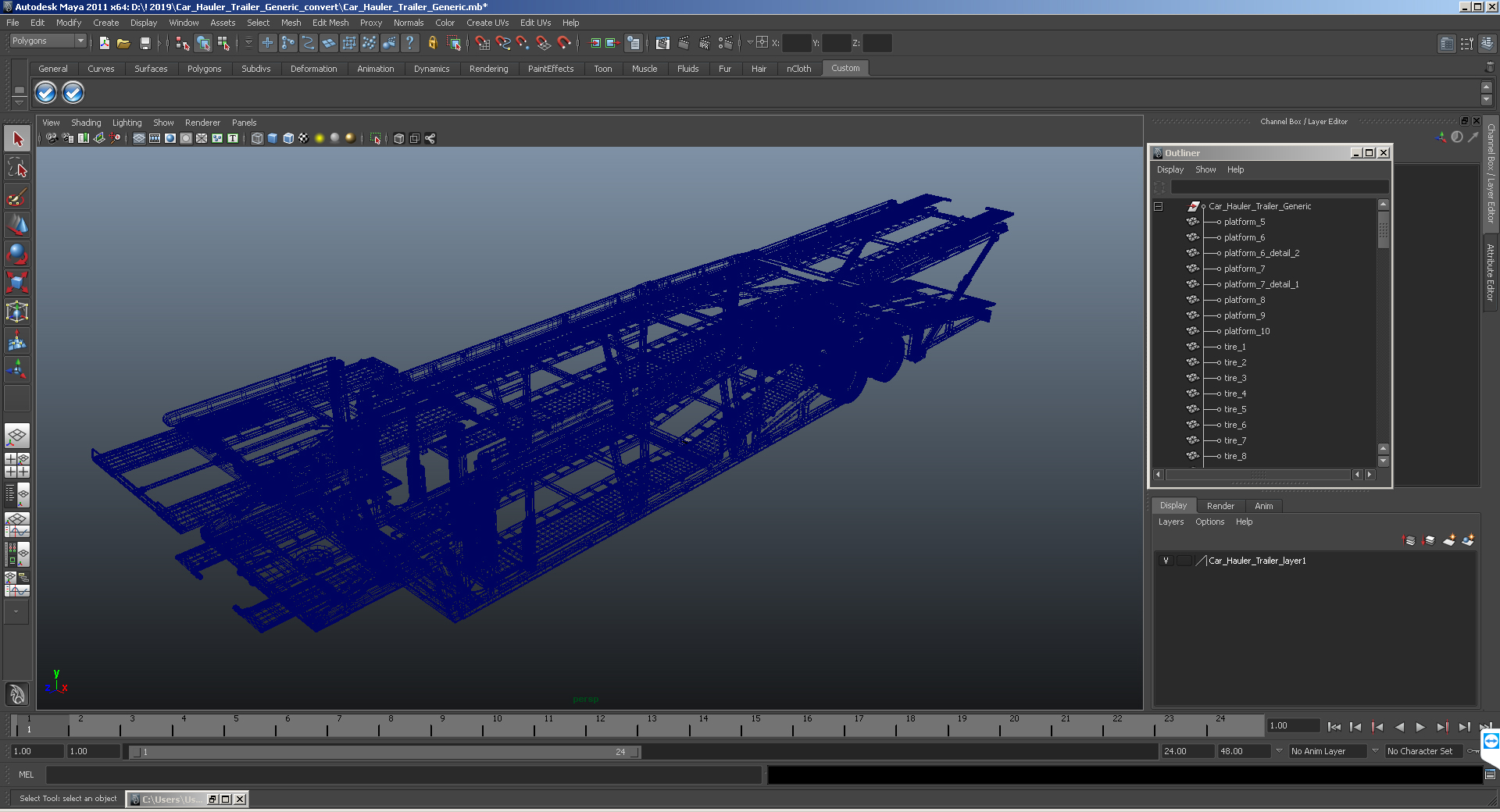 3D Car Hauler Trailer Generic