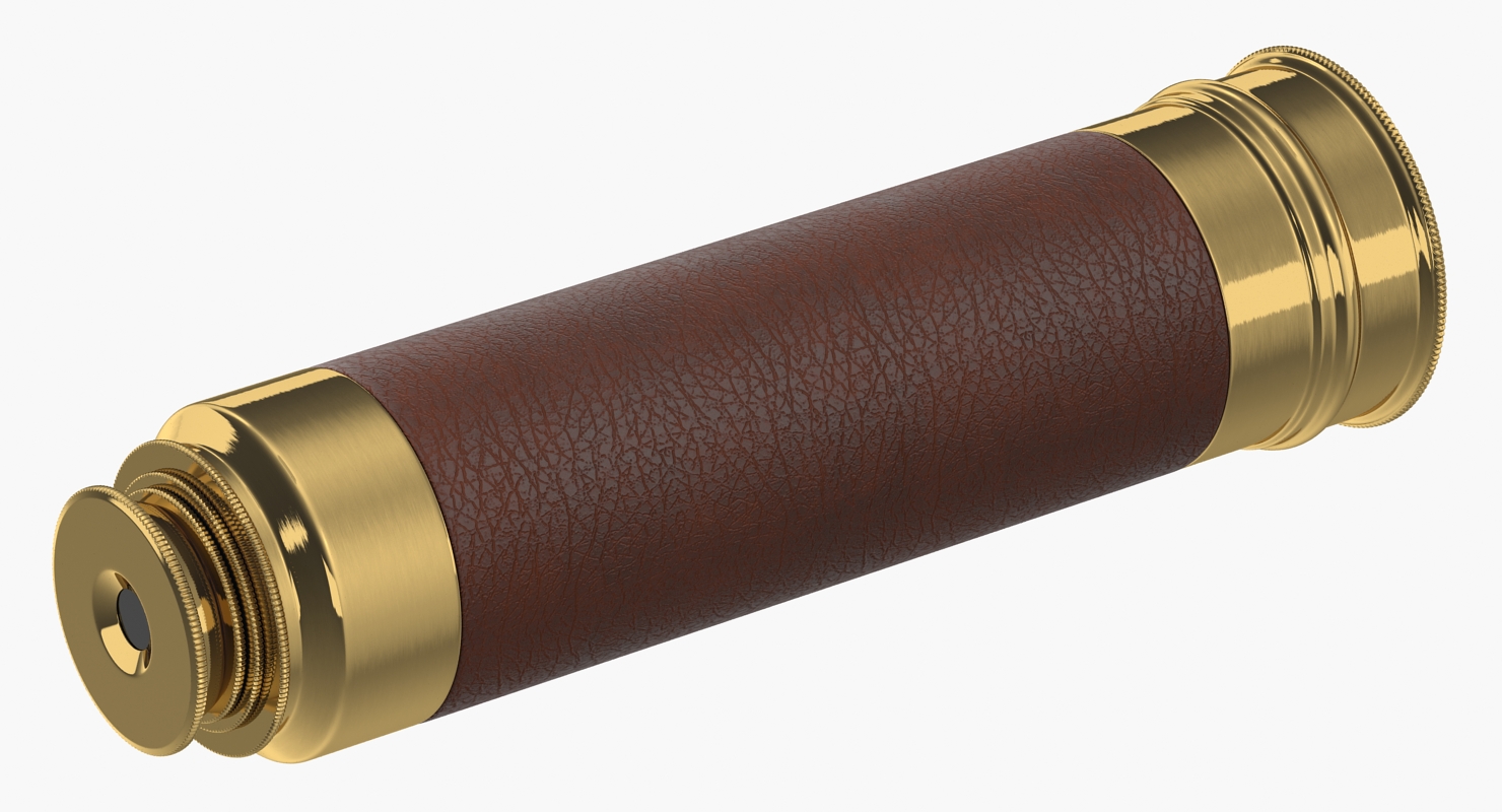 Wrapped Brass Spyglass Telescope Folded 3D model