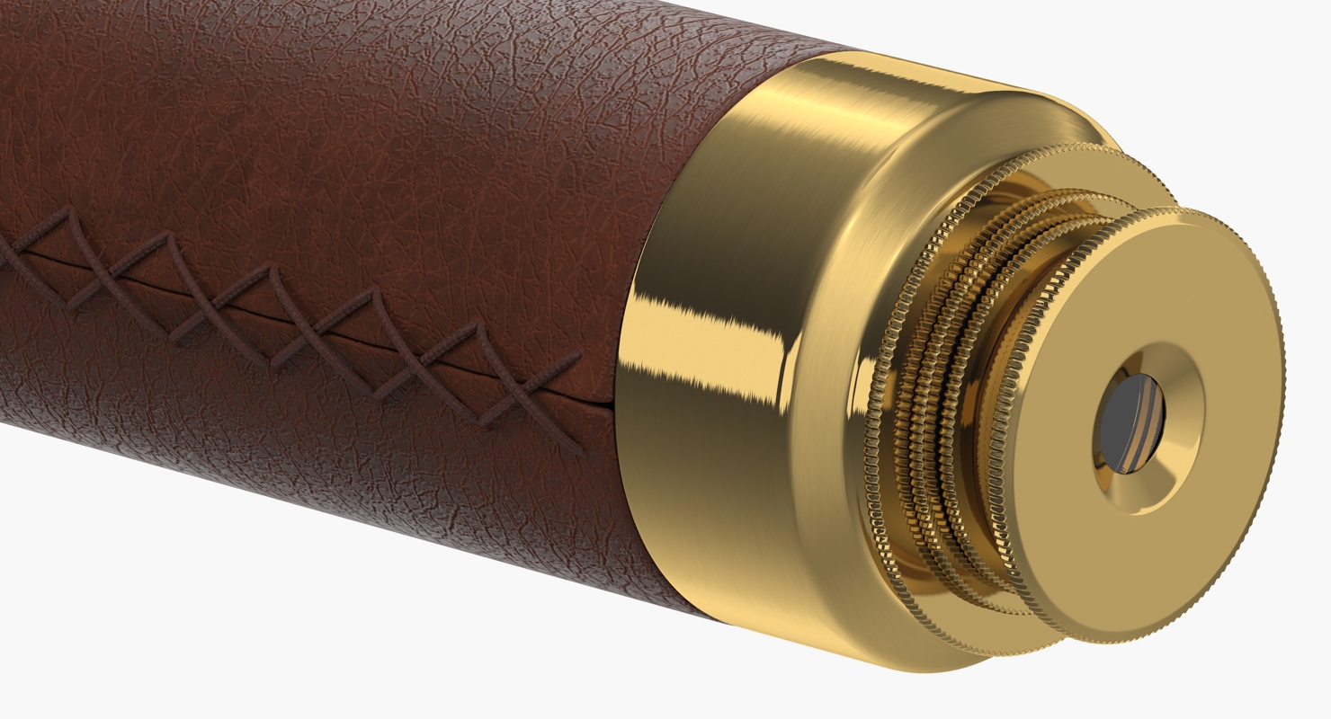 Wrapped Brass Spyglass Telescope Folded 3D model