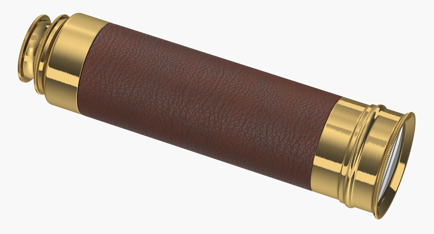Wrapped Brass Spyglass Telescope Folded 3D model