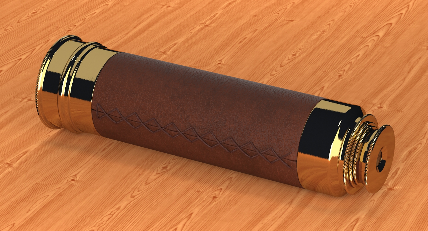 Wrapped Brass Spyglass Telescope Folded 3D model