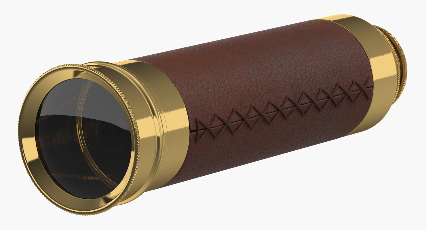 Wrapped Brass Spyglass Telescope Folded 3D model