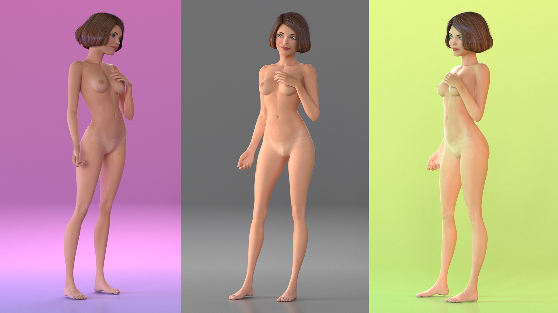 3D Nude Girl Standing Pose model