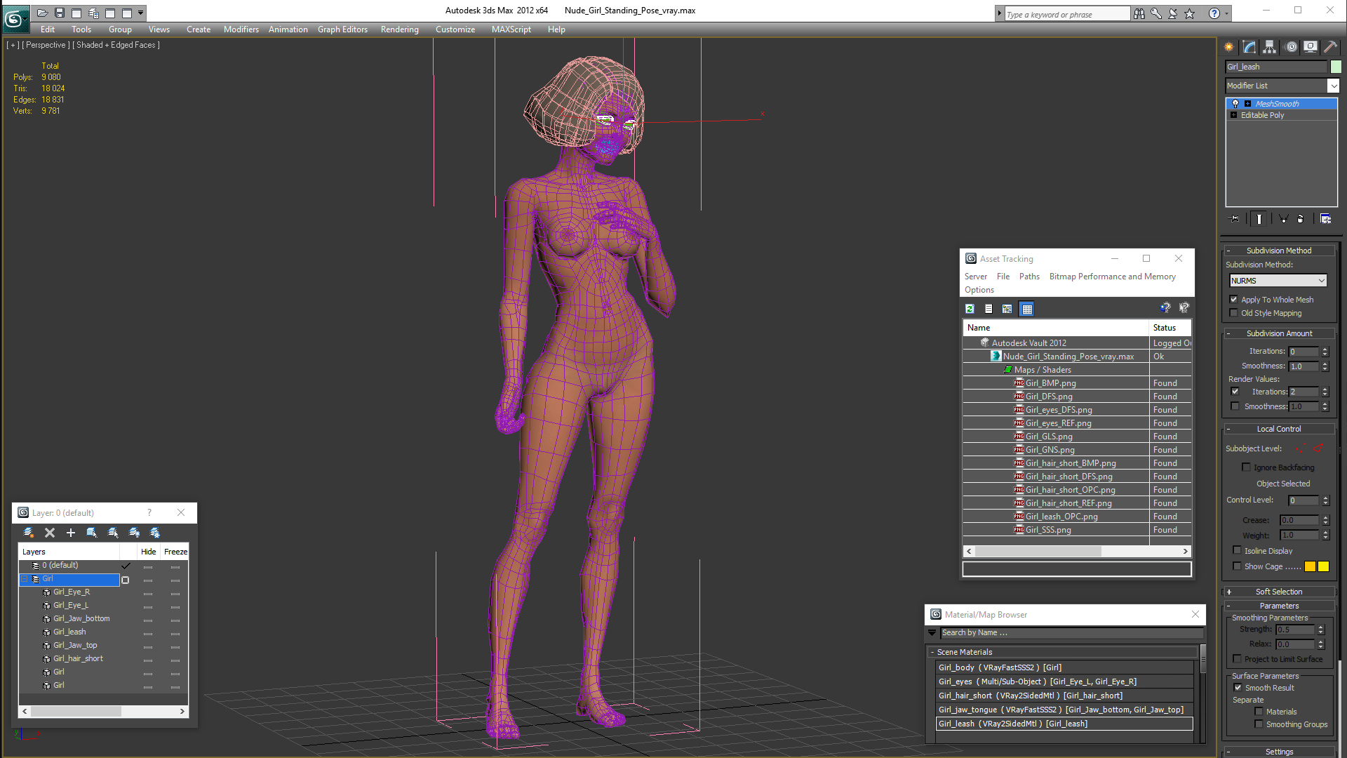 3D Nude Girl Standing Pose model