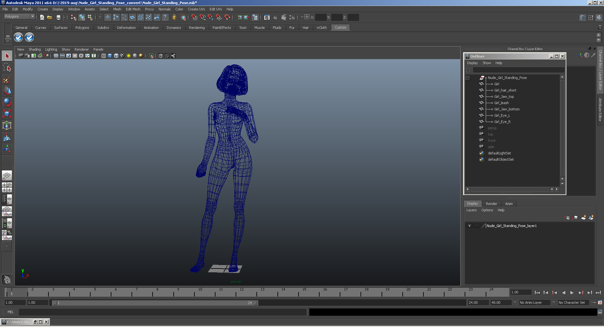 3D Nude Girl Standing Pose model