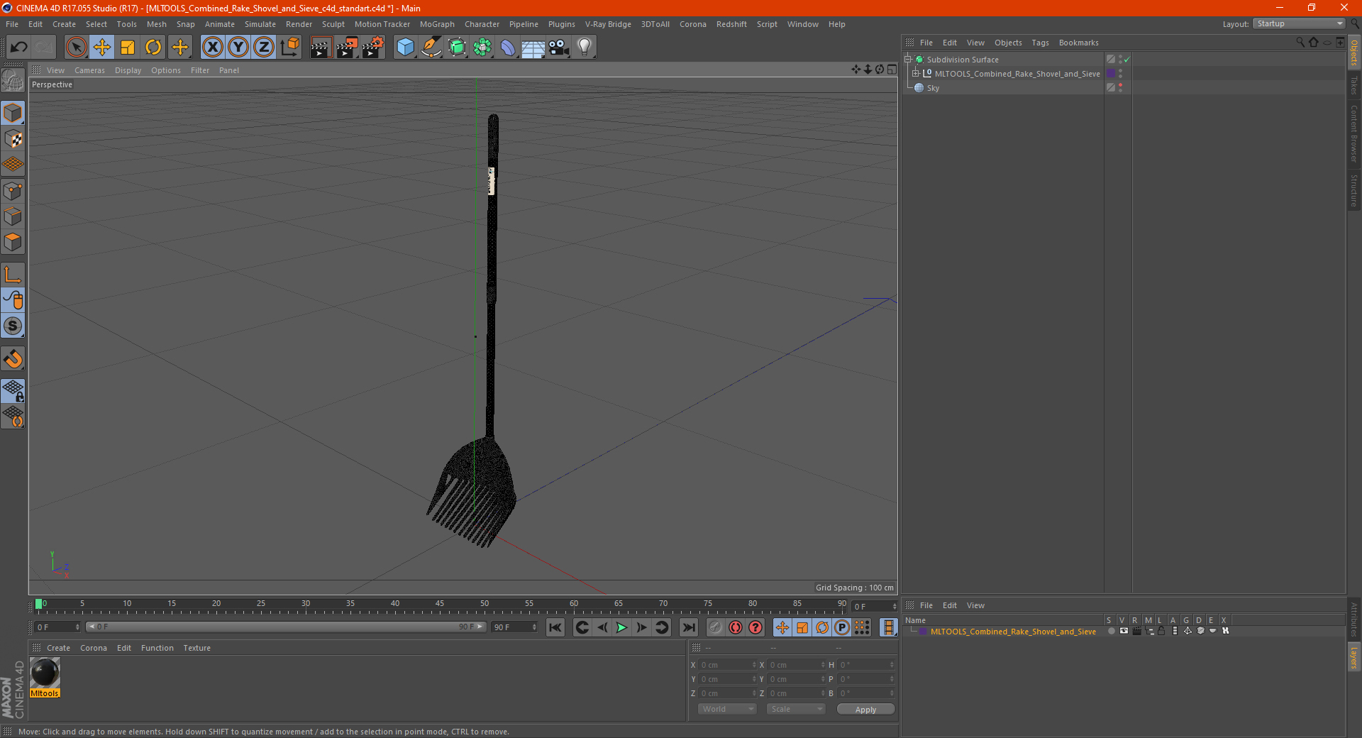 3D MLTOOLS Combined Rake Shovel and Sieve model
