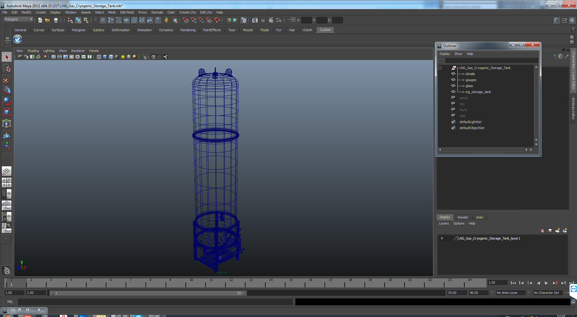 3D model LNG Gas Cryogenic Storage Tank