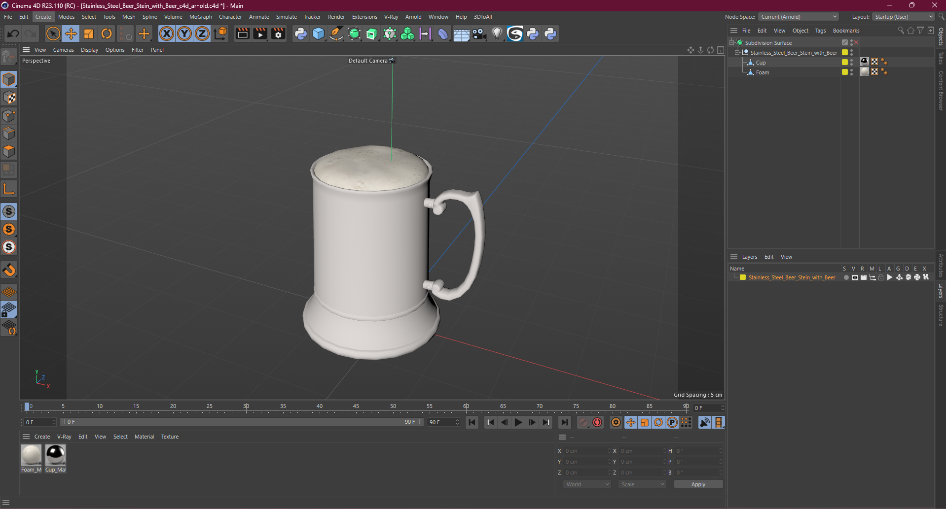 3D Stainless Steel Beer Stein with Beer