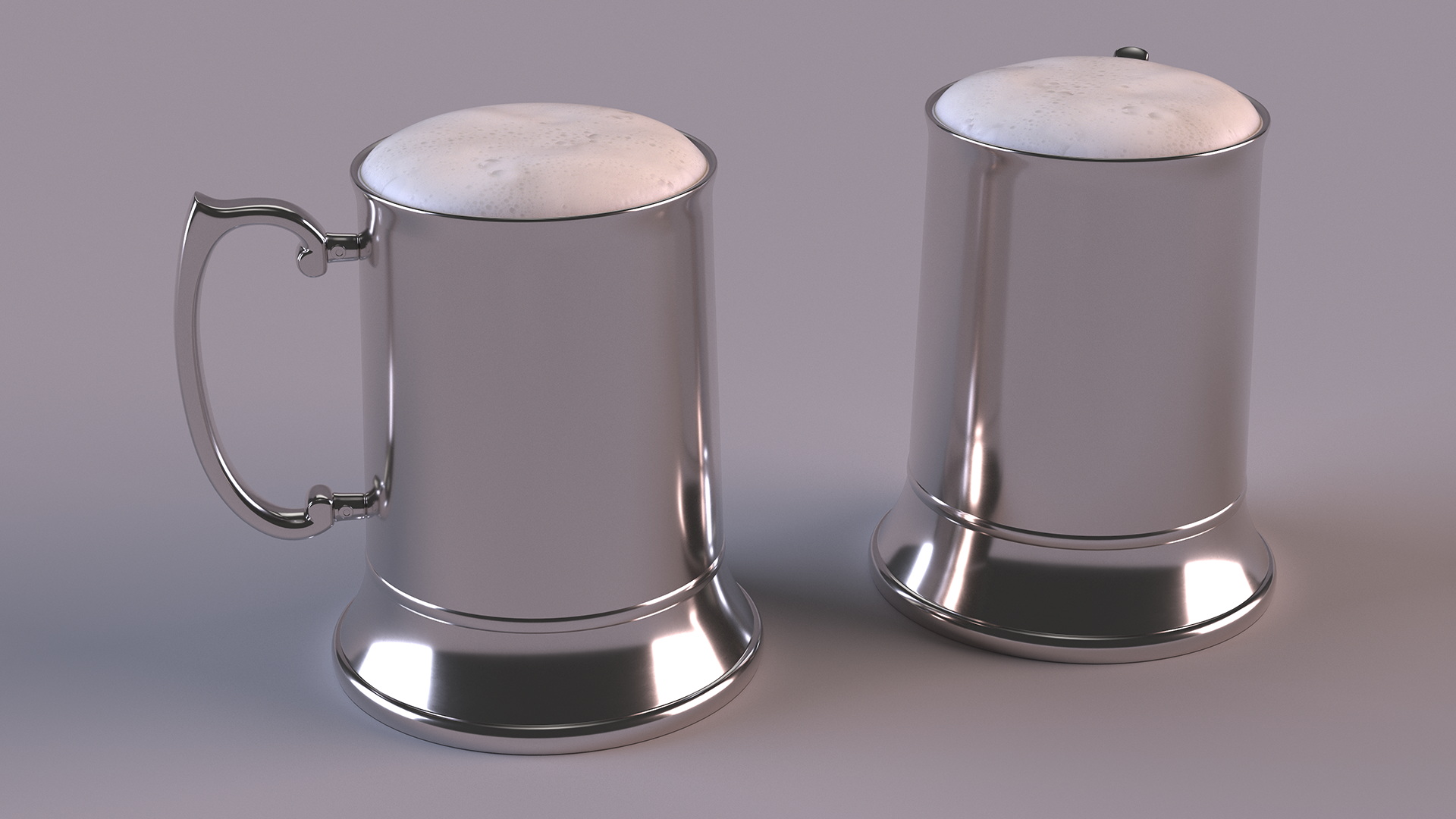 3D Stainless Steel Beer Stein with Beer