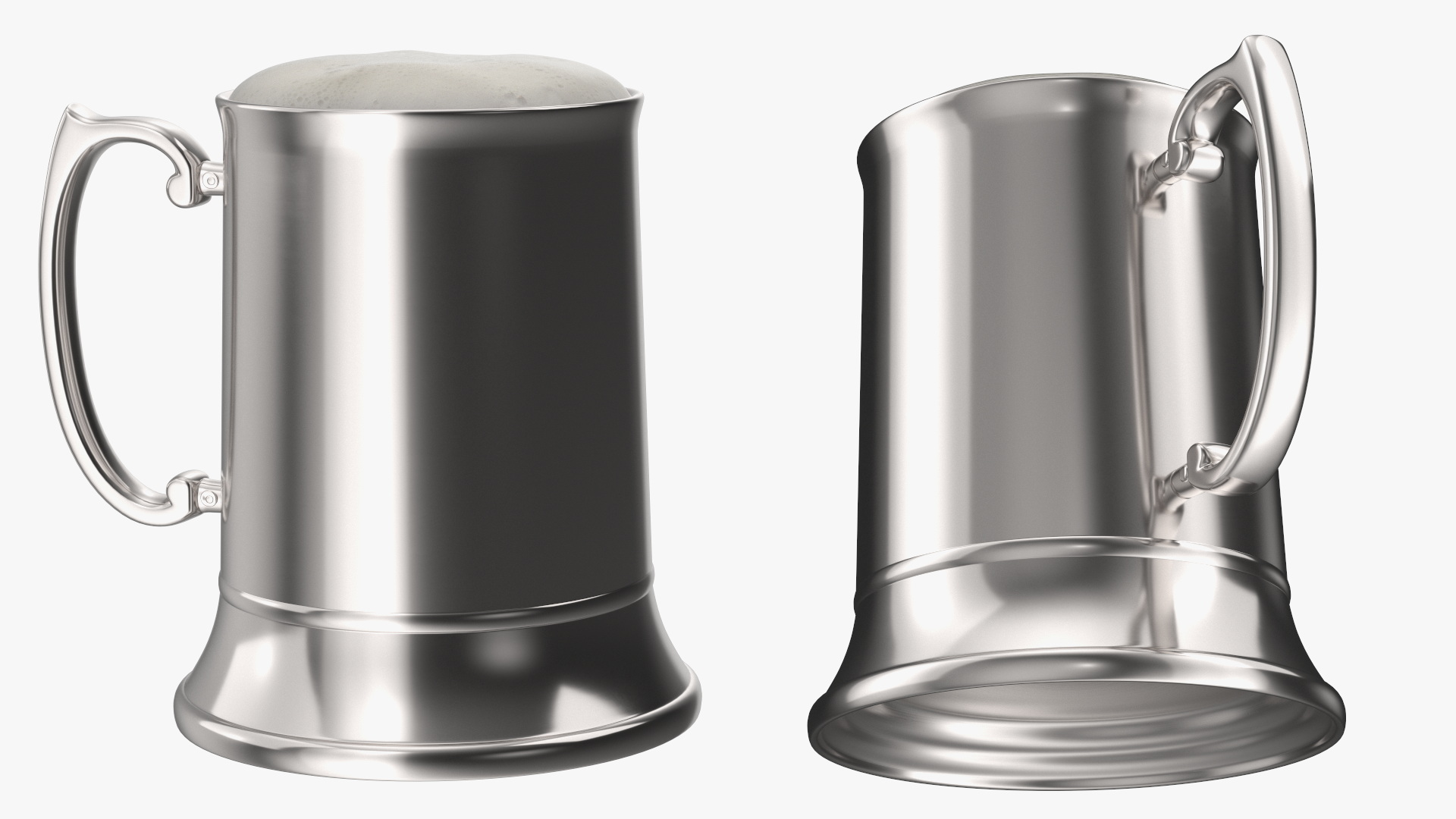 3D Stainless Steel Beer Stein with Beer