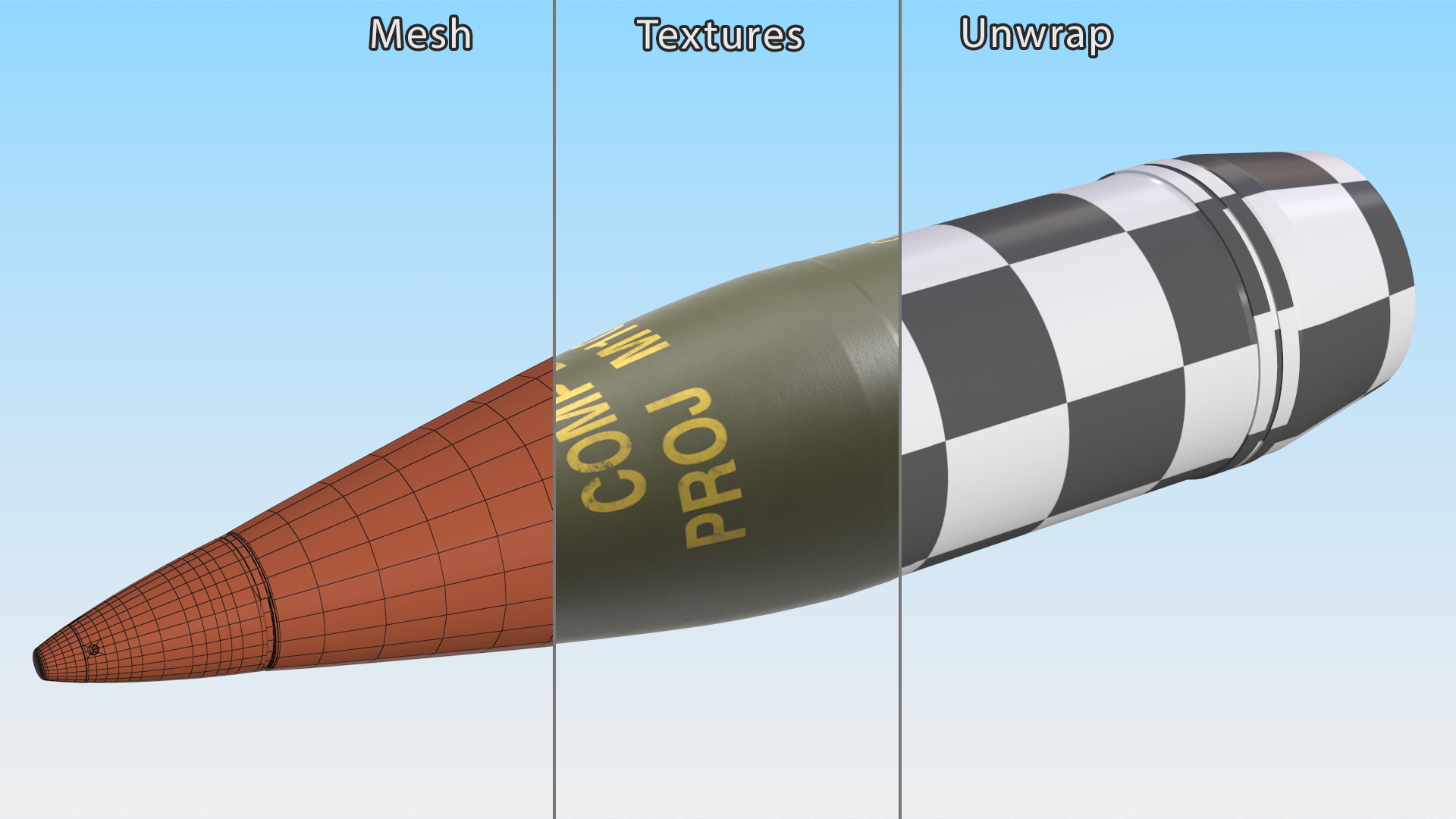 3D Artillery Shell Military Projectile 155mm