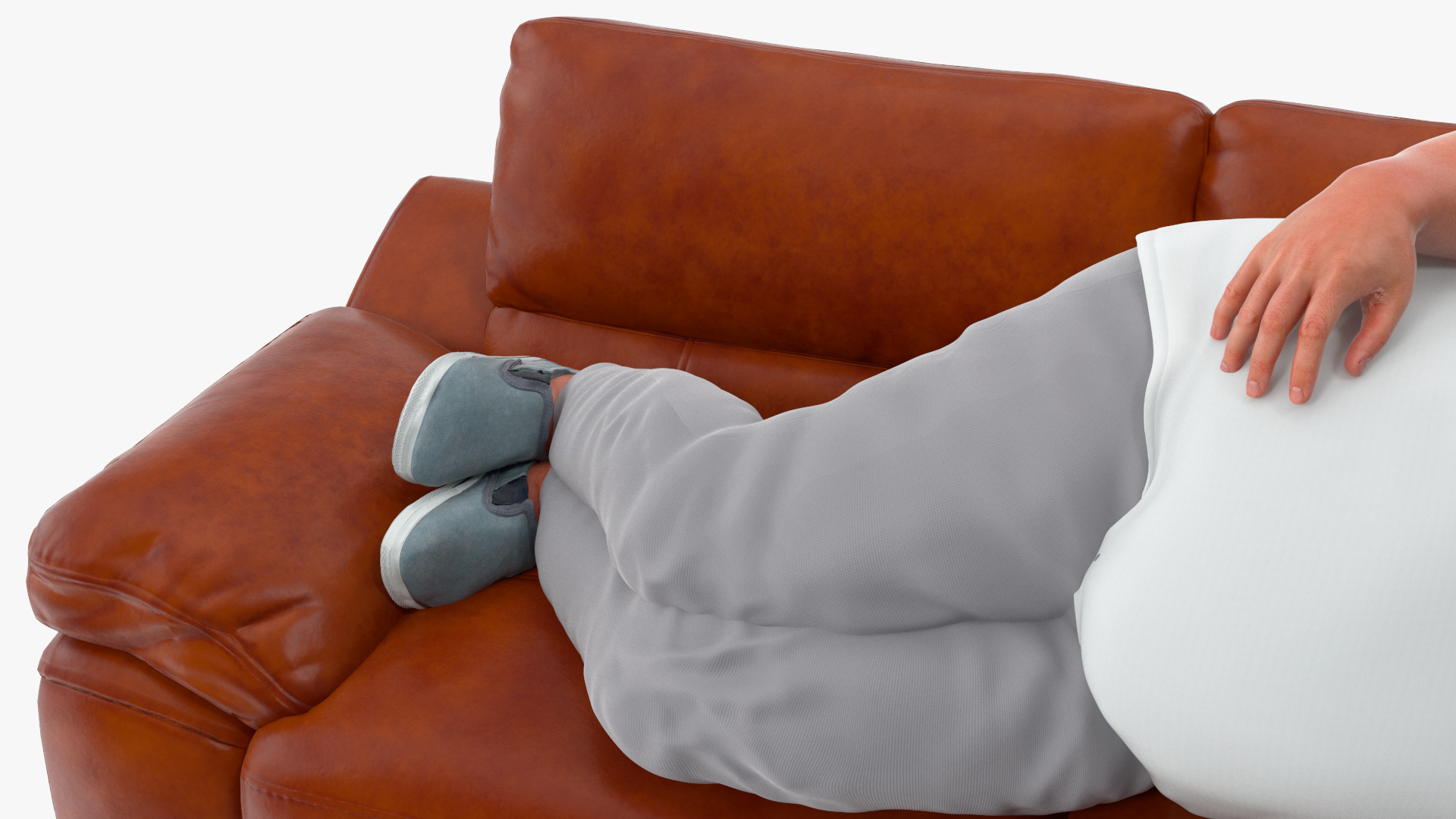 3D model Fat Man Lying on the Couch Fur