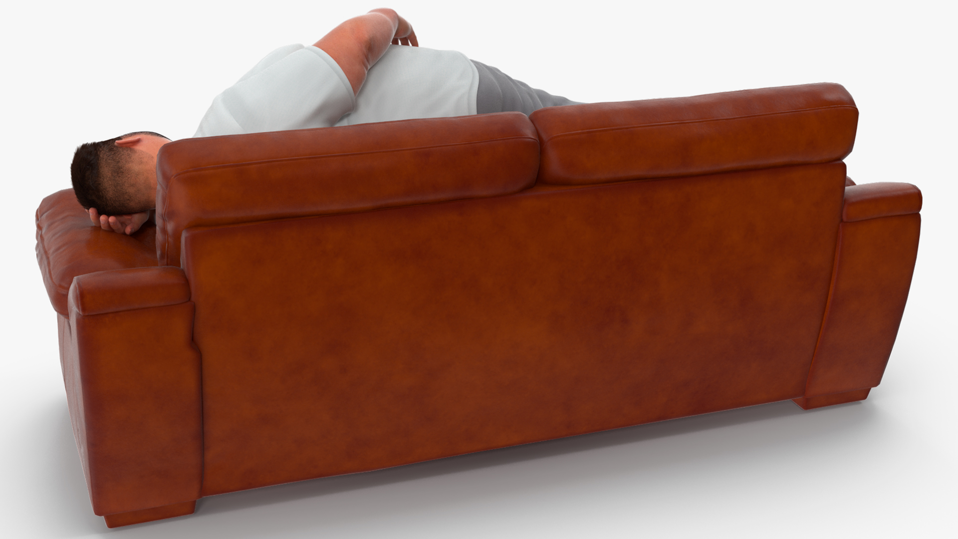 3D model Fat Man Lying on the Couch Fur