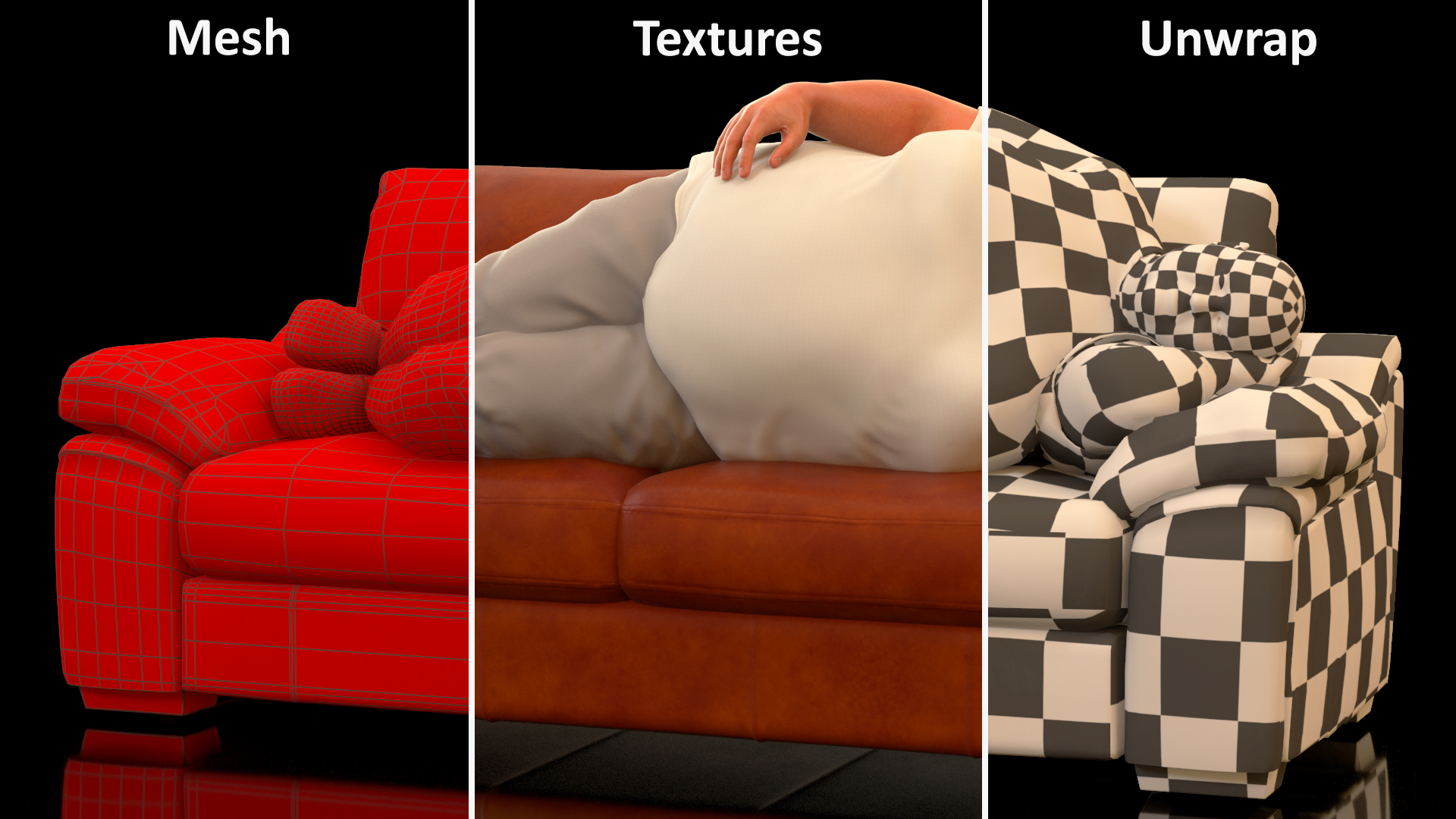 3D model Fat Man Lying on the Couch Fur