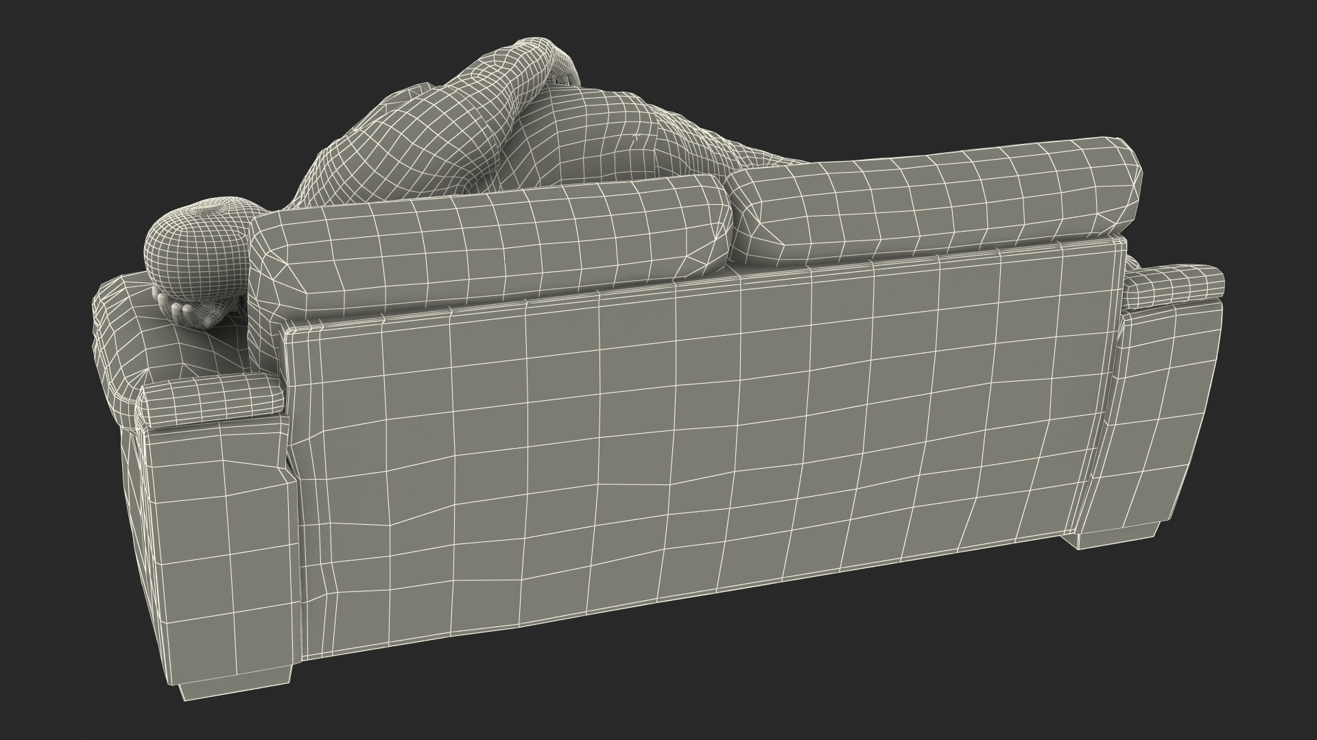 3D model Fat Man Lying on the Couch Fur
