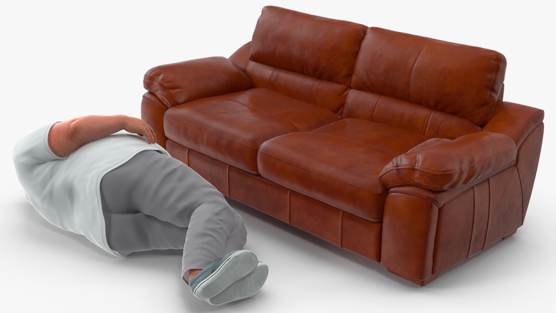 3D model Fat Man Lying on the Couch Fur