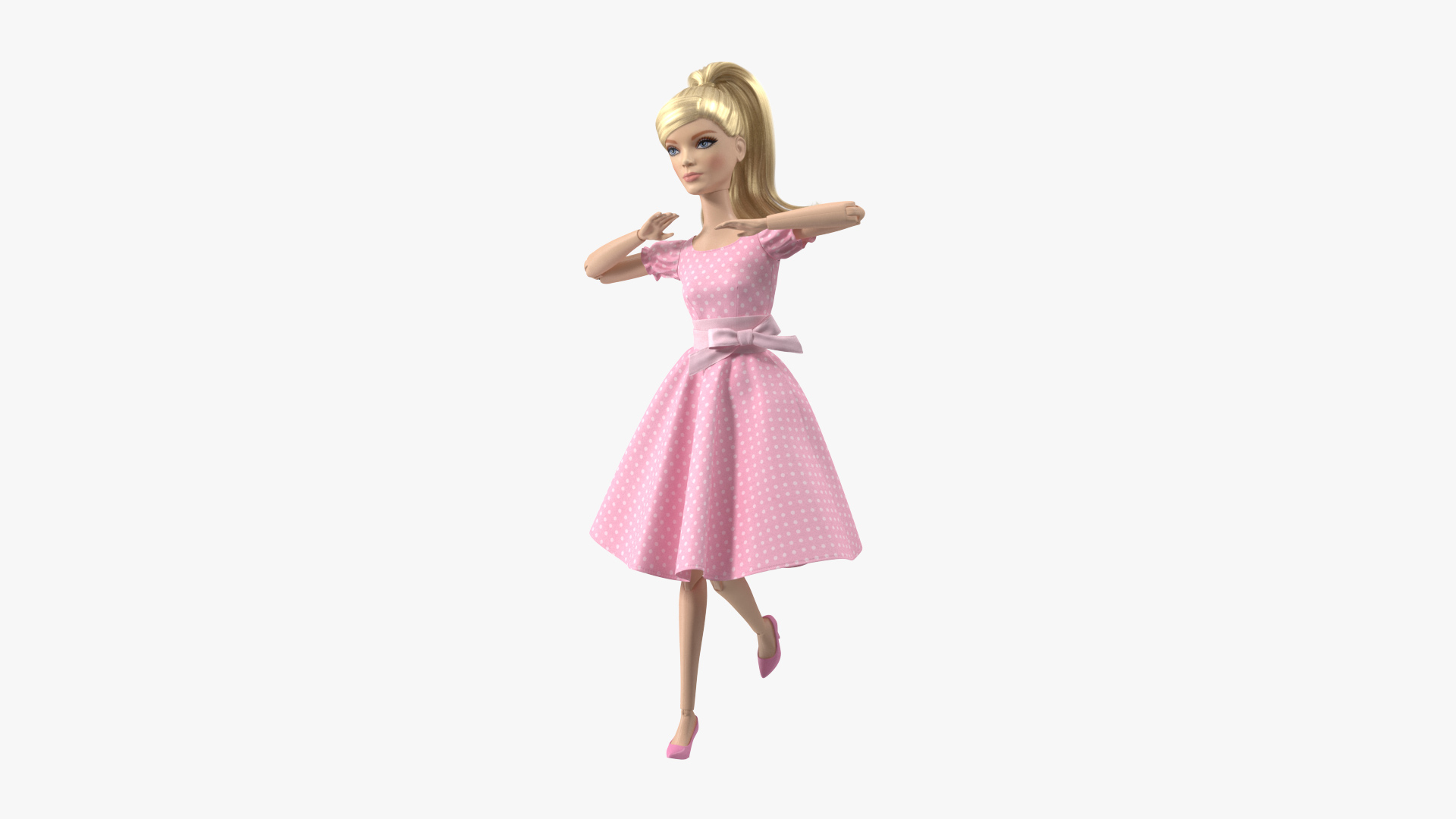 3D Barbie Doll in Pink Dress Rigged for Cinema 4D