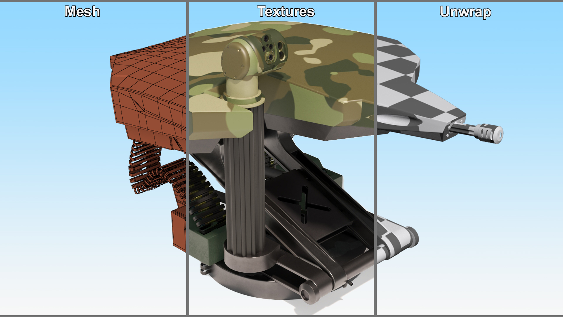 3D Camouflaged Turret for Interceptor Car model