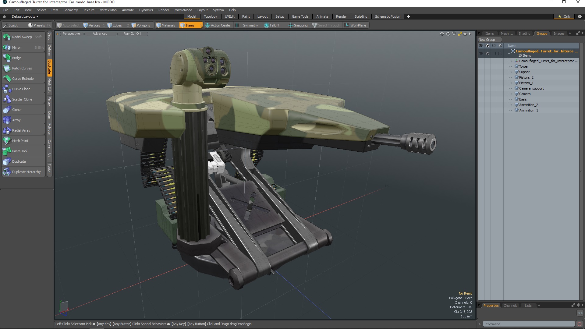 3D Camouflaged Turret for Interceptor Car model