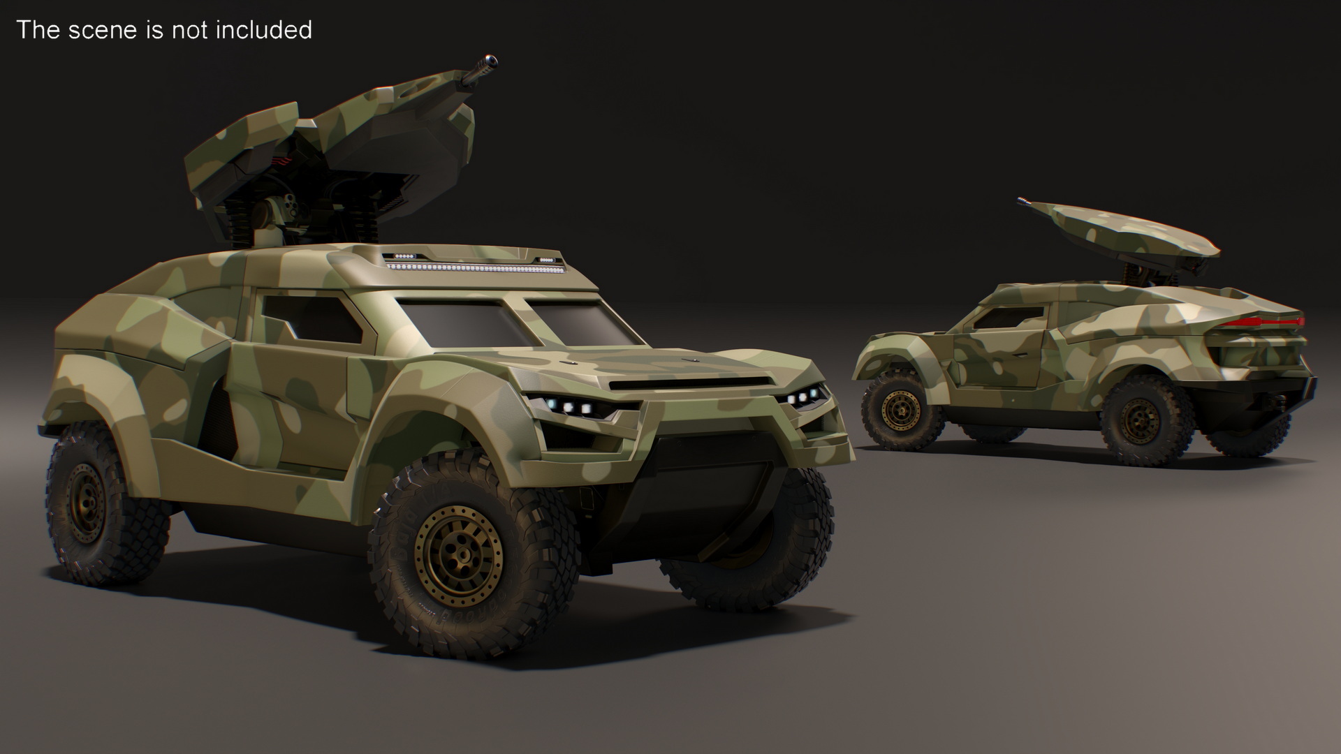 3D Camouflaged Turret for Interceptor Car model