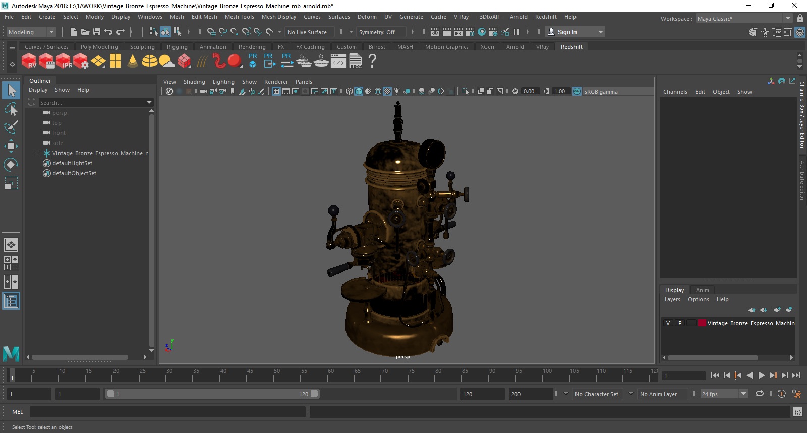 3D Vintage Bronze Espresso Machine