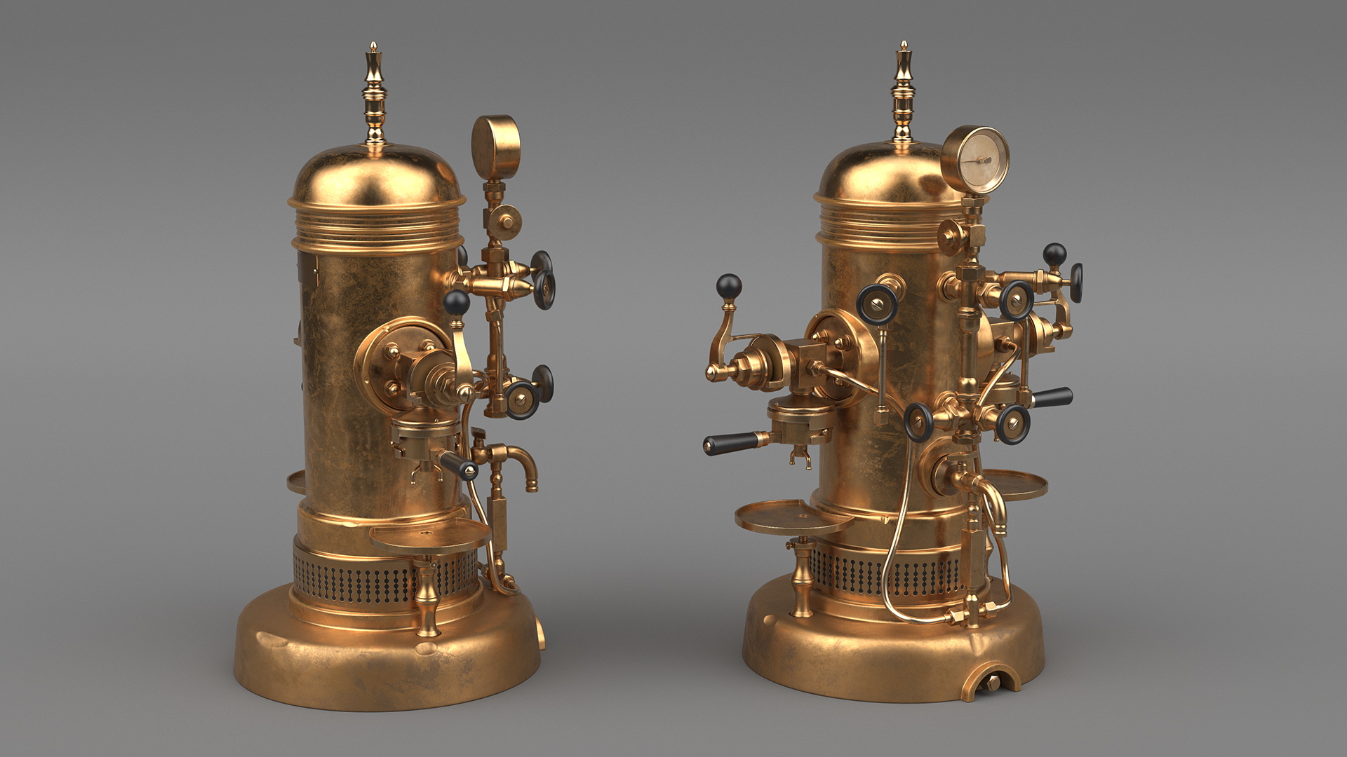 3D Vintage Bronze Espresso Machine