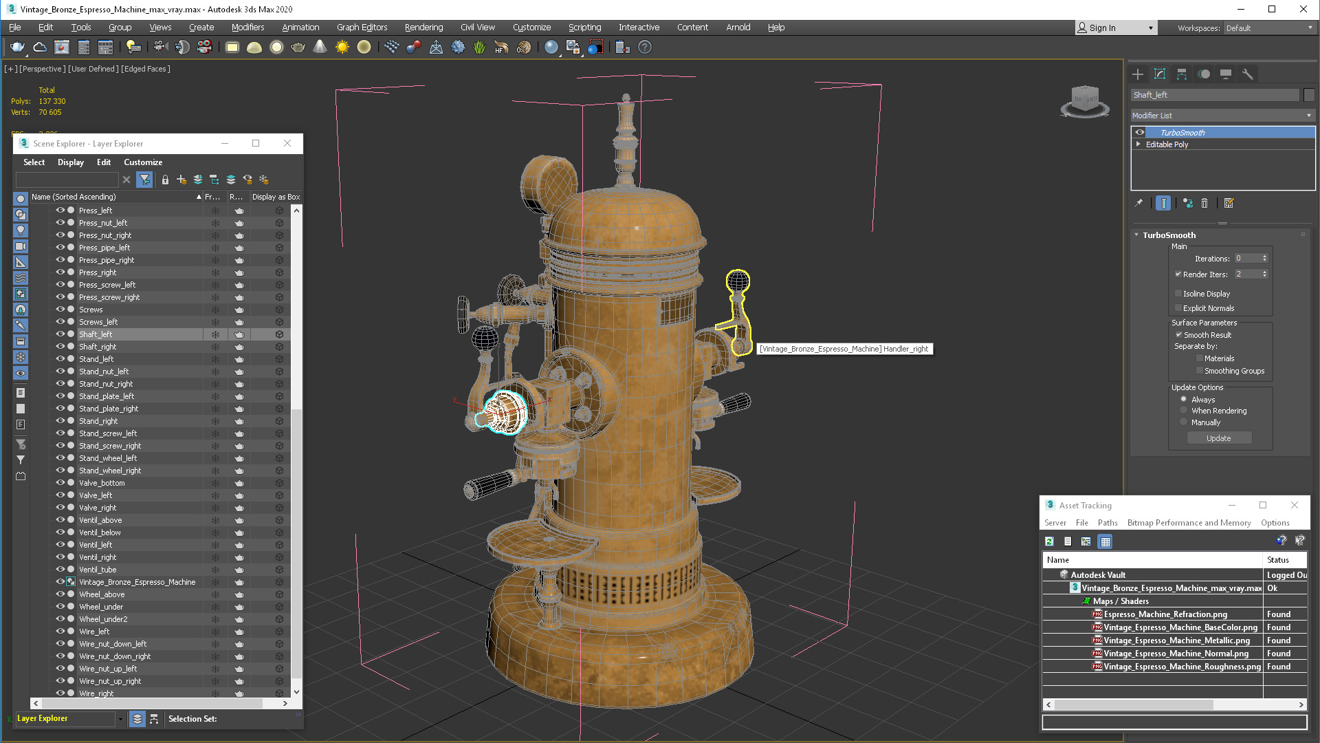 3D Vintage Bronze Espresso Machine