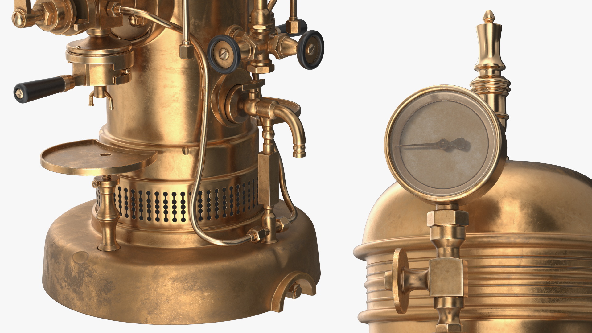 3D Vintage Bronze Espresso Machine