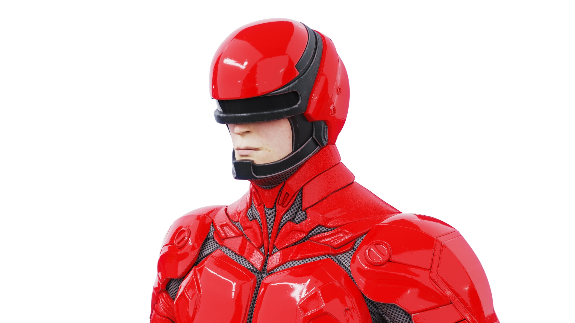 3D Futuristic Segmented Armor Soldier Red model