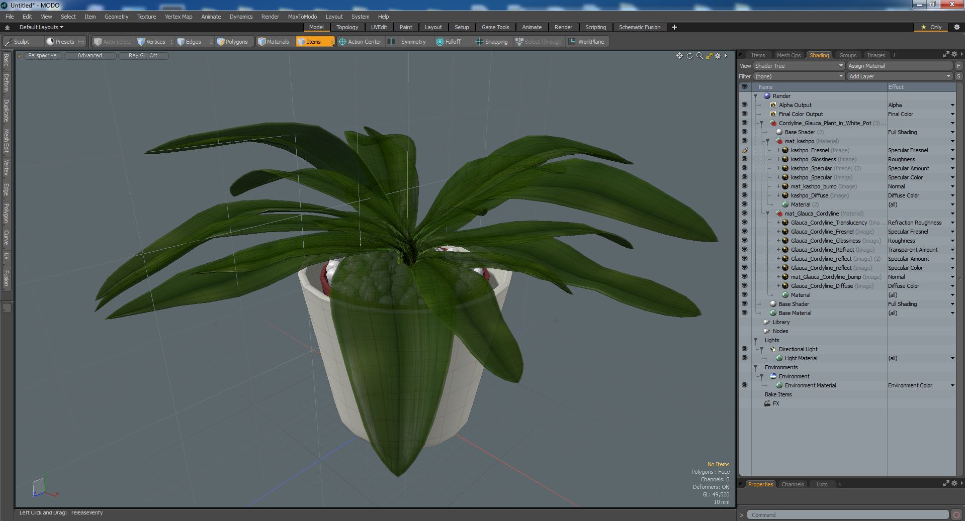 3D model Cordyline Glauca Plant in White Pot
