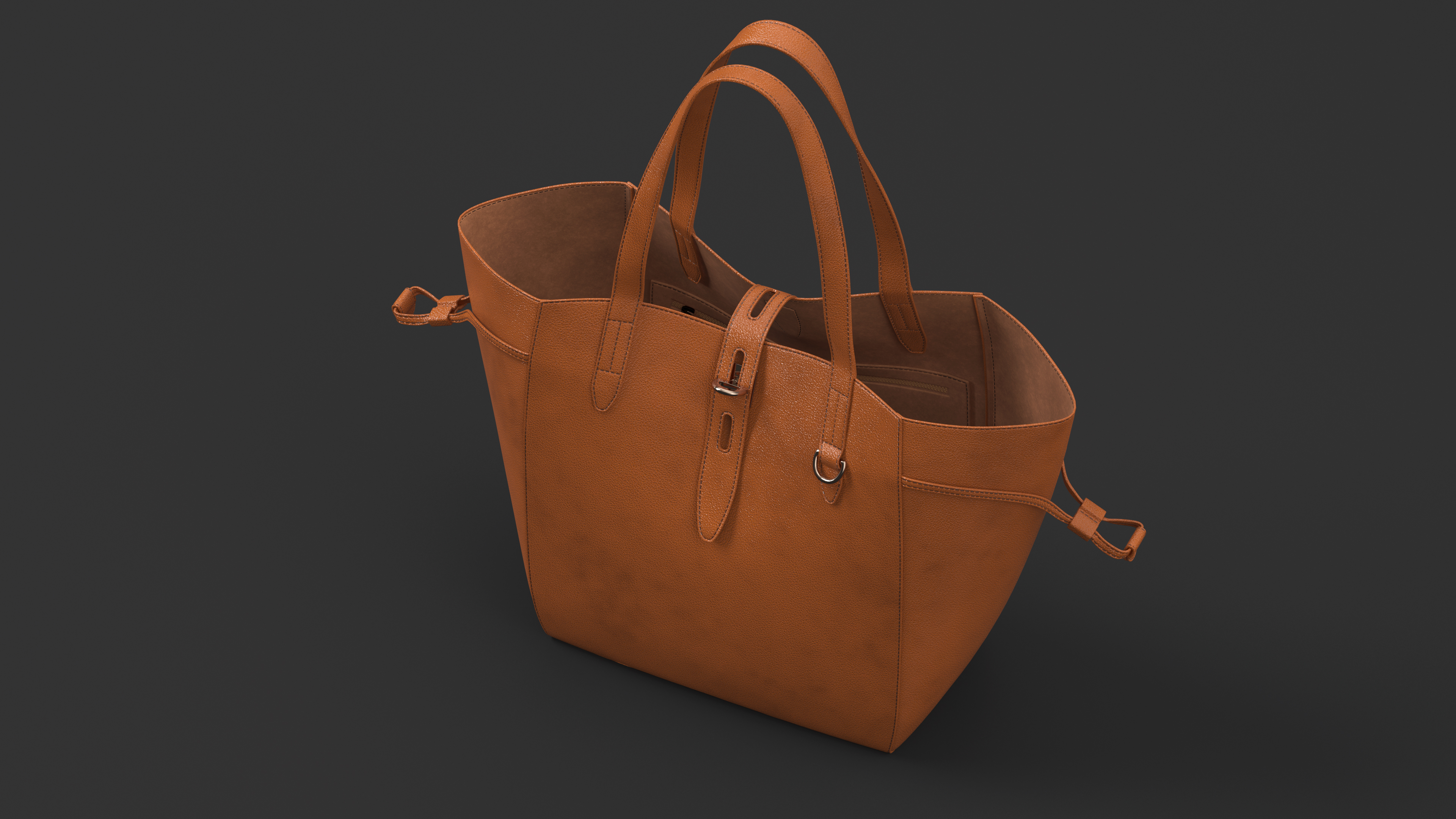 Leather Tote Bag Brown 3D