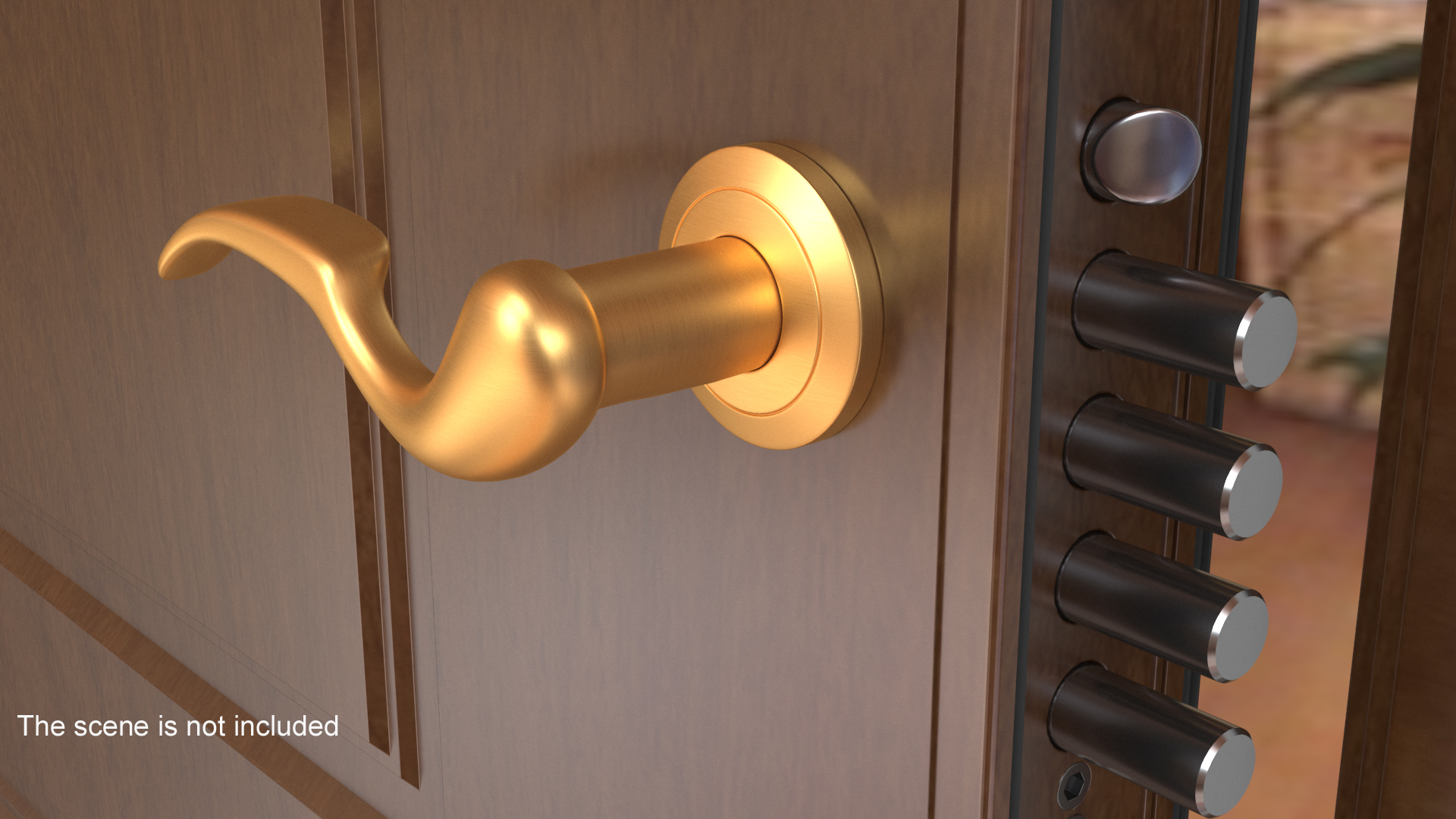 3D Gold Curly Door Handles model